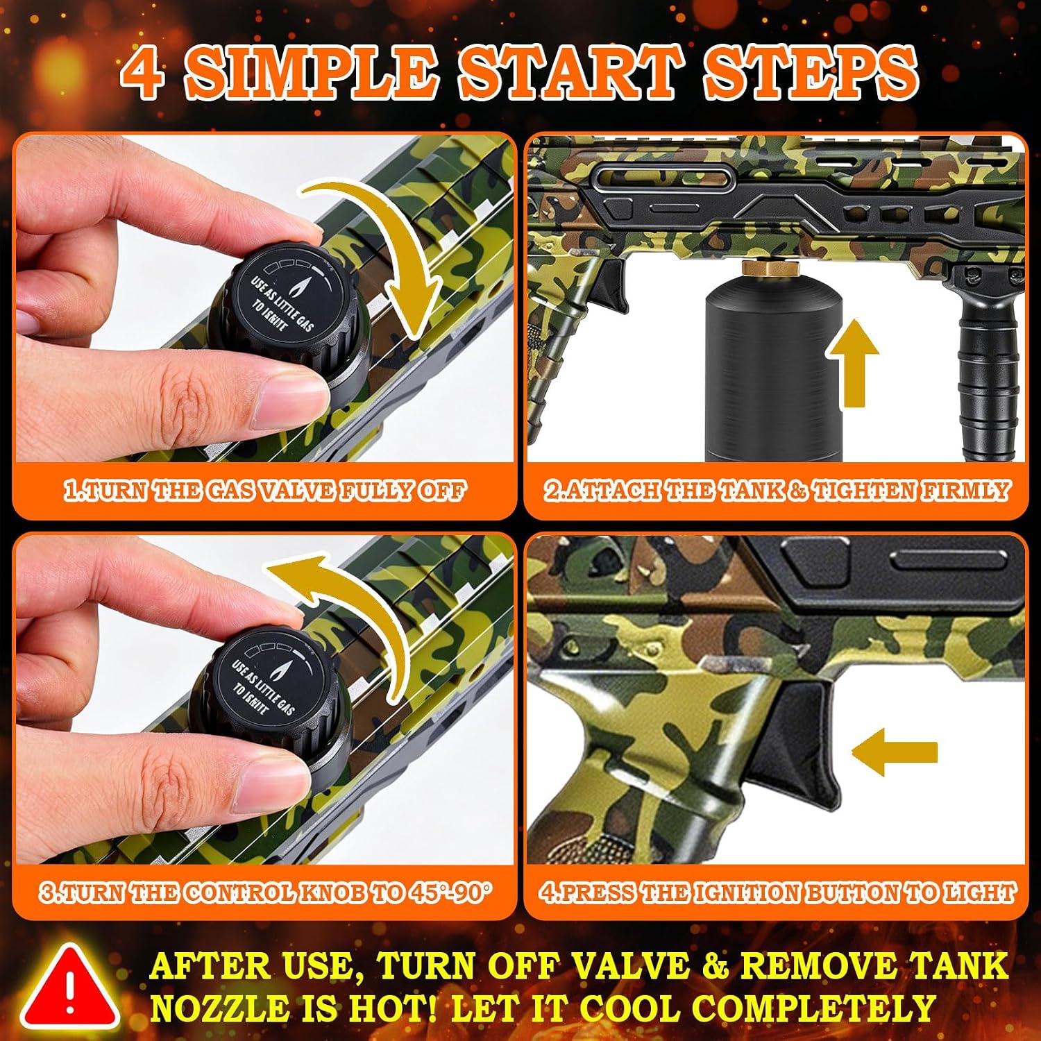 Powerful Propane Torch Gun, Flame Thrower Gun with Adjustable Flame, One-Touch Max Flame up to 3272°F/1800°C, Wood Torch Burner for Grill, Charcoal, Fire Pit, Fireplace, BBQ（Tank Not Included）