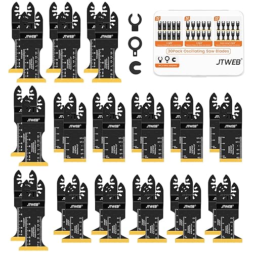 Miniatura 8 de JTWEB 30 hojas de sierra oscilante de titanio, corte de metal, cuchillas multiherramienta oscilantes, cuchillas de metal, cuchillas