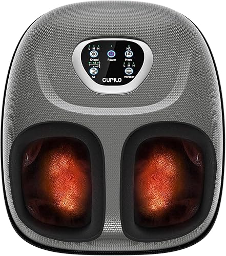 CuPiLo Máquina masajeadora de pies con vibración de compresión de calor, masajeador de pies calentado para fascitis plantar y neuropatía, alivio del