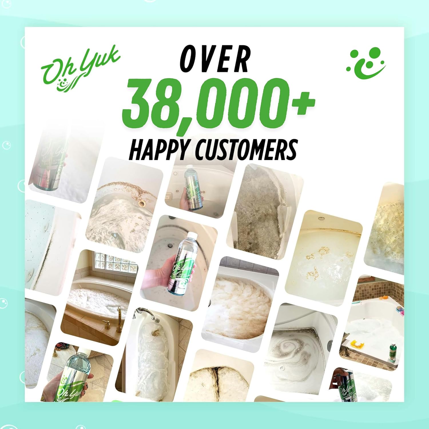 Oh Yuk Jetted Bathtub Cleaner for Jet Tubs, Whirlpools, The Most Effective Jetted Tub Cleaner, Septic Safe | Two 16 Ounce Bottles!