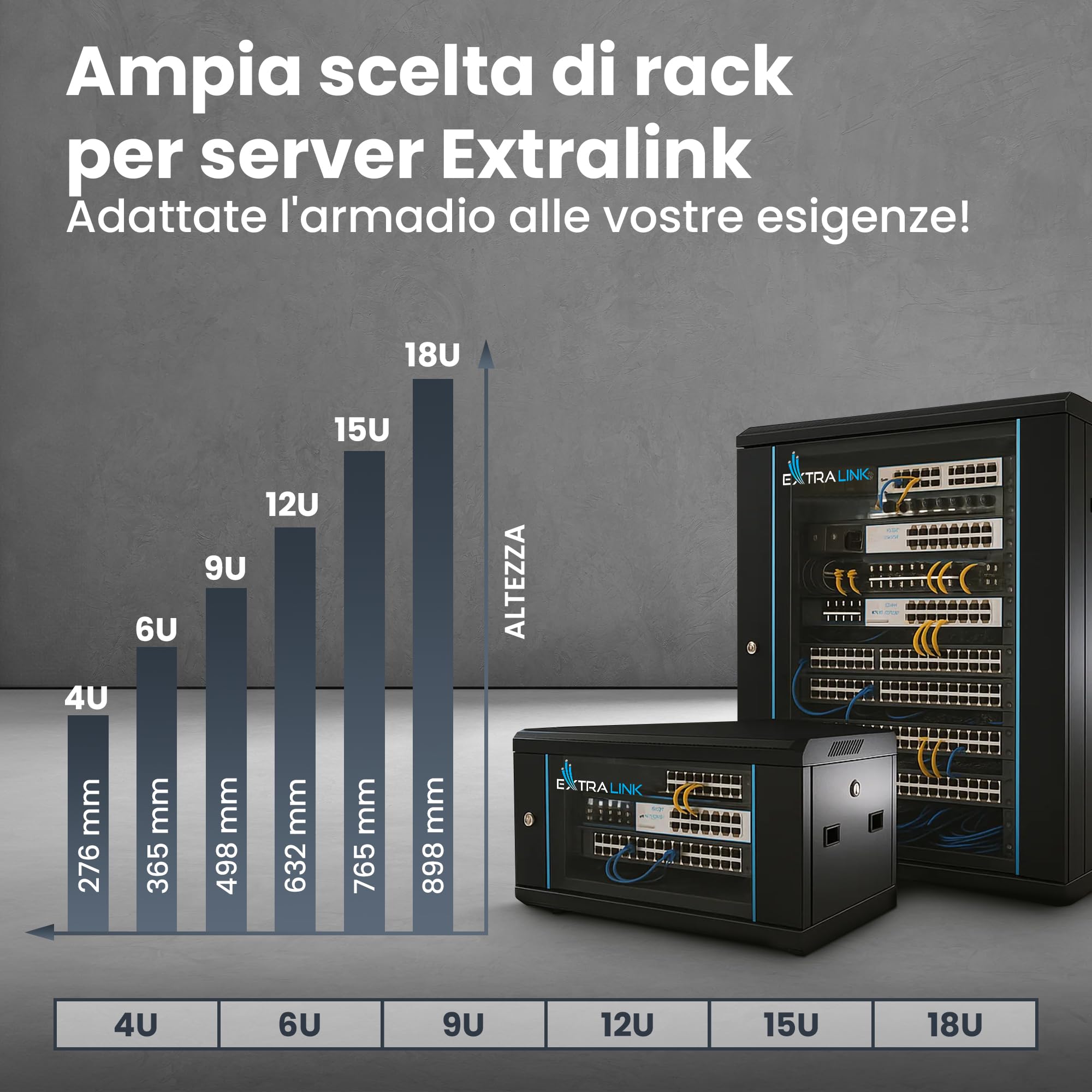 EXTRALINK Rack 19 cali 12U 600x450 mm szafa montażowa ścienna podłogowa 60 kg drzwi szklane 180° czarny