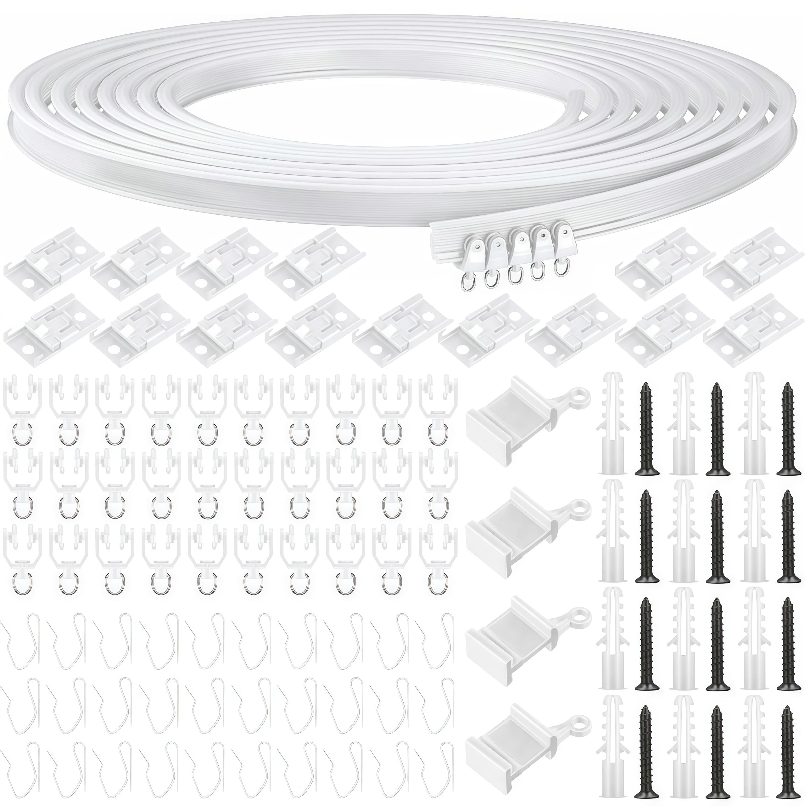 Curtain Track 5 Meter Heavy Duty Flexible Plastic Ceiling Set Bendable Suitable For Room Partitions Bay Windows