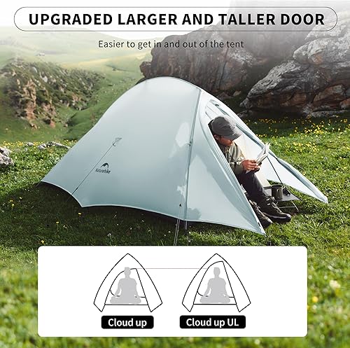 Miniatura 4 de Naturehike Cloud-Up - Tienda de campaña ligera para 1 persona, para mochileros, para un solo hombre, para una sola persona, para camping,
