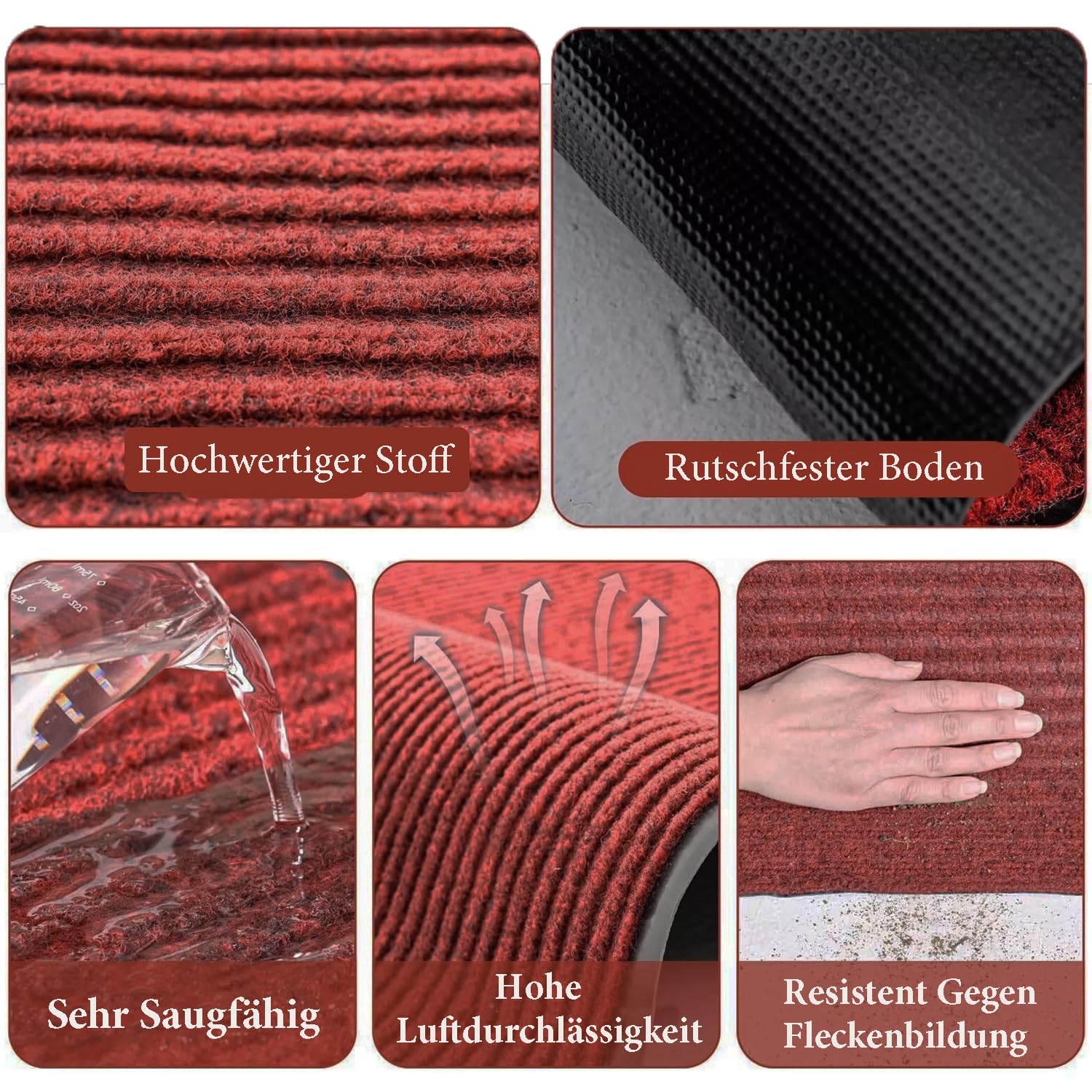 Paillasson antidérapant - 90 cm x 300 cm - Épaisseur : 7 mm - Pour extérieur et intérieur - Tapis de sol professionnel antidérapant - Tapis de porte - Tapis de cuisine