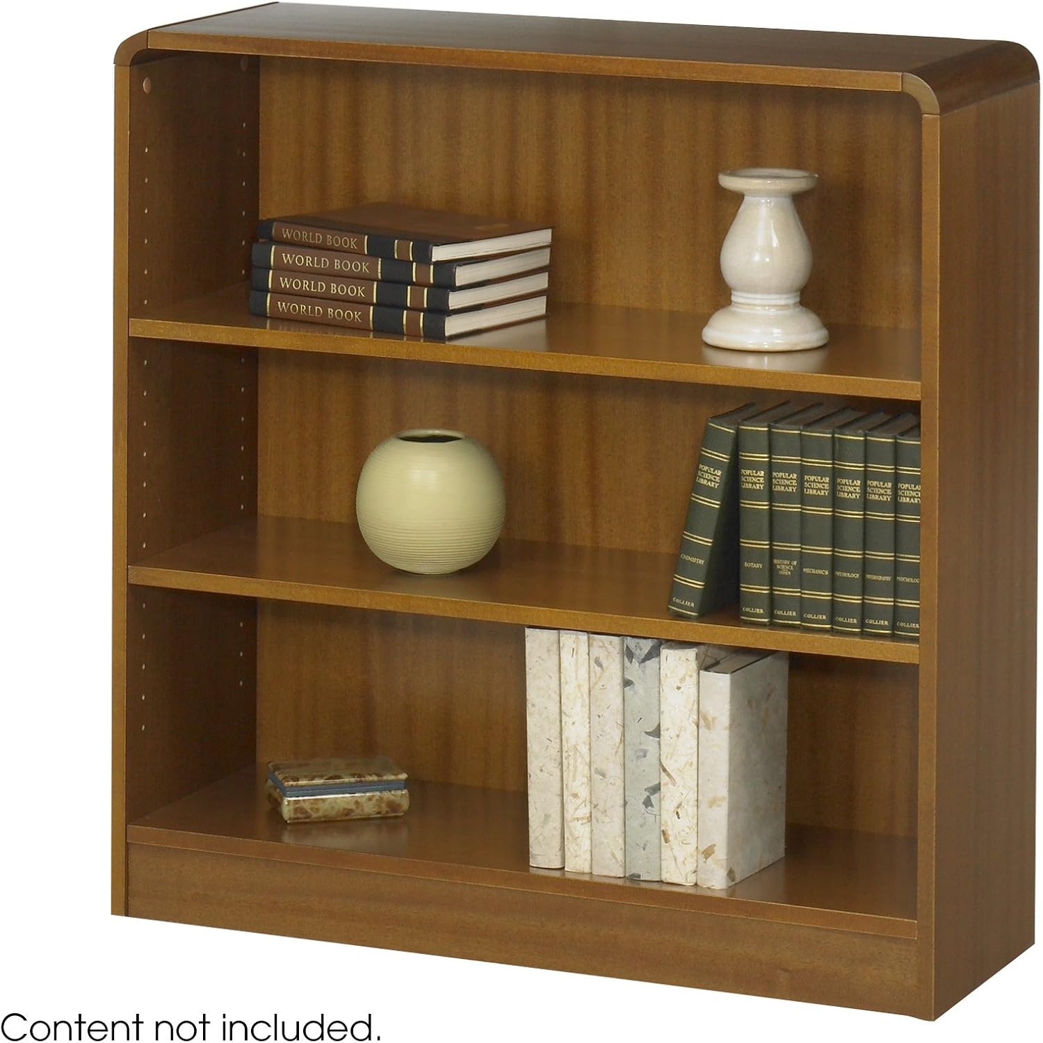 Safco 3Shelf Reinforced RadiusEdge Veneer Bookcase