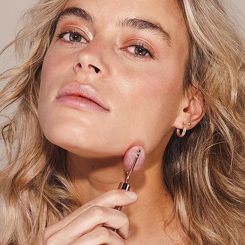 Miniatura 6 de Rodillo facial Zoe Ayla, cuarzo rosa, 1 pieza, herramientas esenciales para el cuidado de la piel para mujeres, promueve la circulación sanguínea,