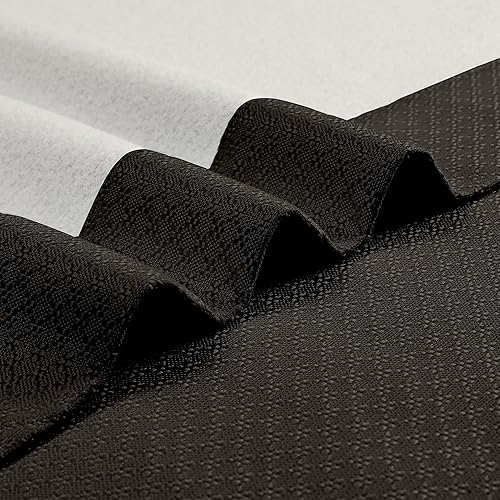 Miniatura 6 de OVZME Hani Cortinas 100% opacas de 63 pulgadas de largo para dormitorio, bloqueo de luz completa, con textura marrón, aislamiento térmico, cortinas