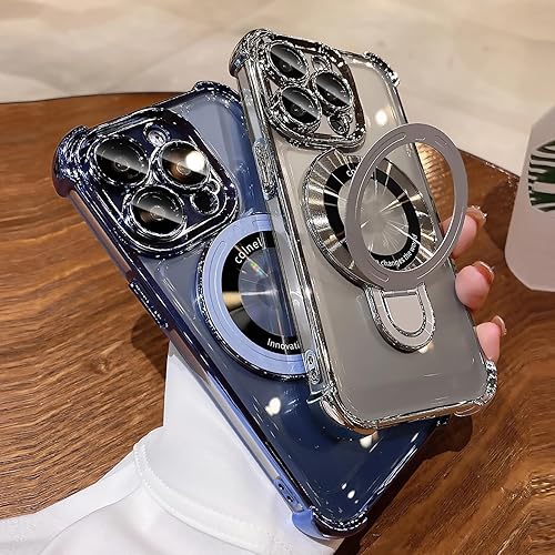 Miniatura 4 de Uioeua Funda para iPhone 14 Pro con soporte de anillo magnético, compatible con MagSafe Cuatro esquinas a prueba de golpes protección contra caídas