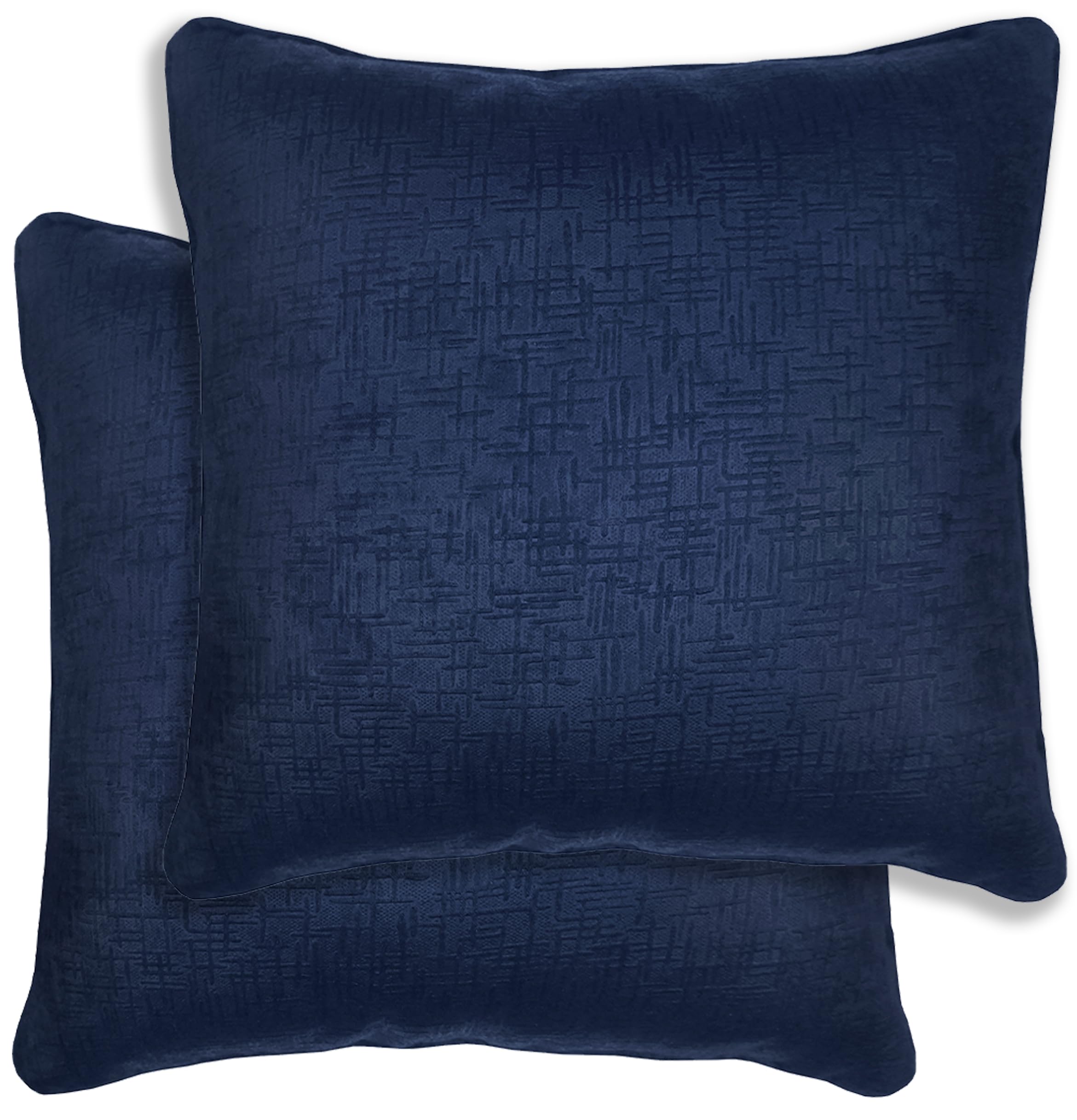 Enhanced Living Navy Pair Of Vogue Embossed Design Cushion Covers 43X43cm – Plain Textured Design With Piped Edge – Double-Sided, Zip Opening – Covers Only, No Inserts