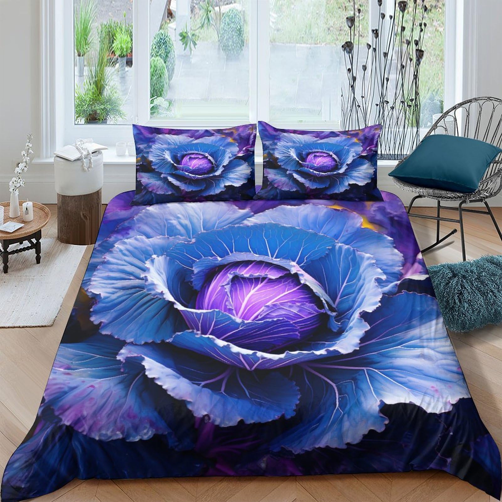 Housse de couette 200x200cm cultures maraîchères avec taies d'oreiller microfibre