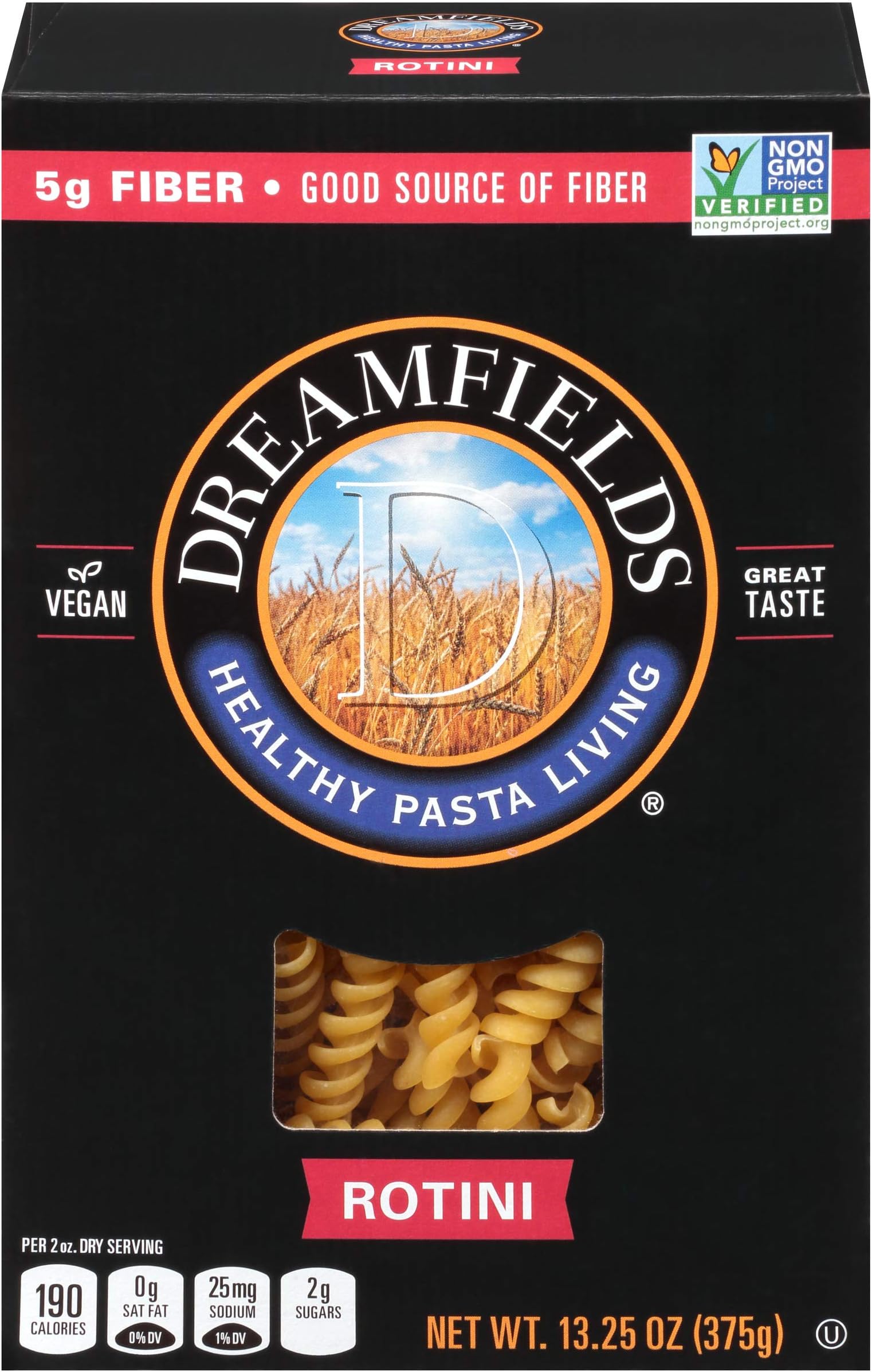 Dreamfields Healthy Pasta Living Rotini, 13.25-Ounce Boxes (Pack of 12)