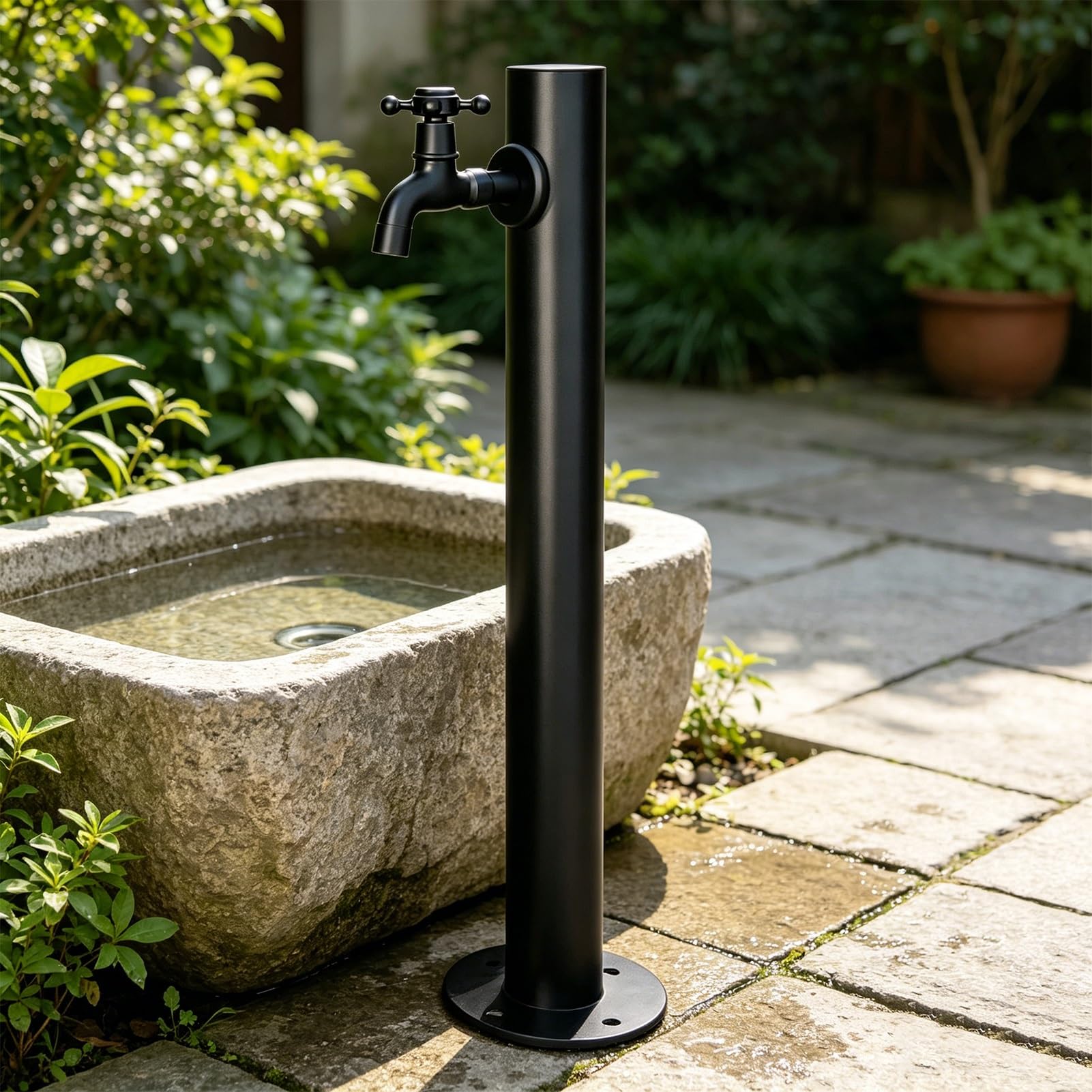Standing Garden Water Faucet Pillar, Vertical Outdoor Water Hydrant Floor Mount Yard Water Column Tap for Backyard Sink/Lawn/Farm