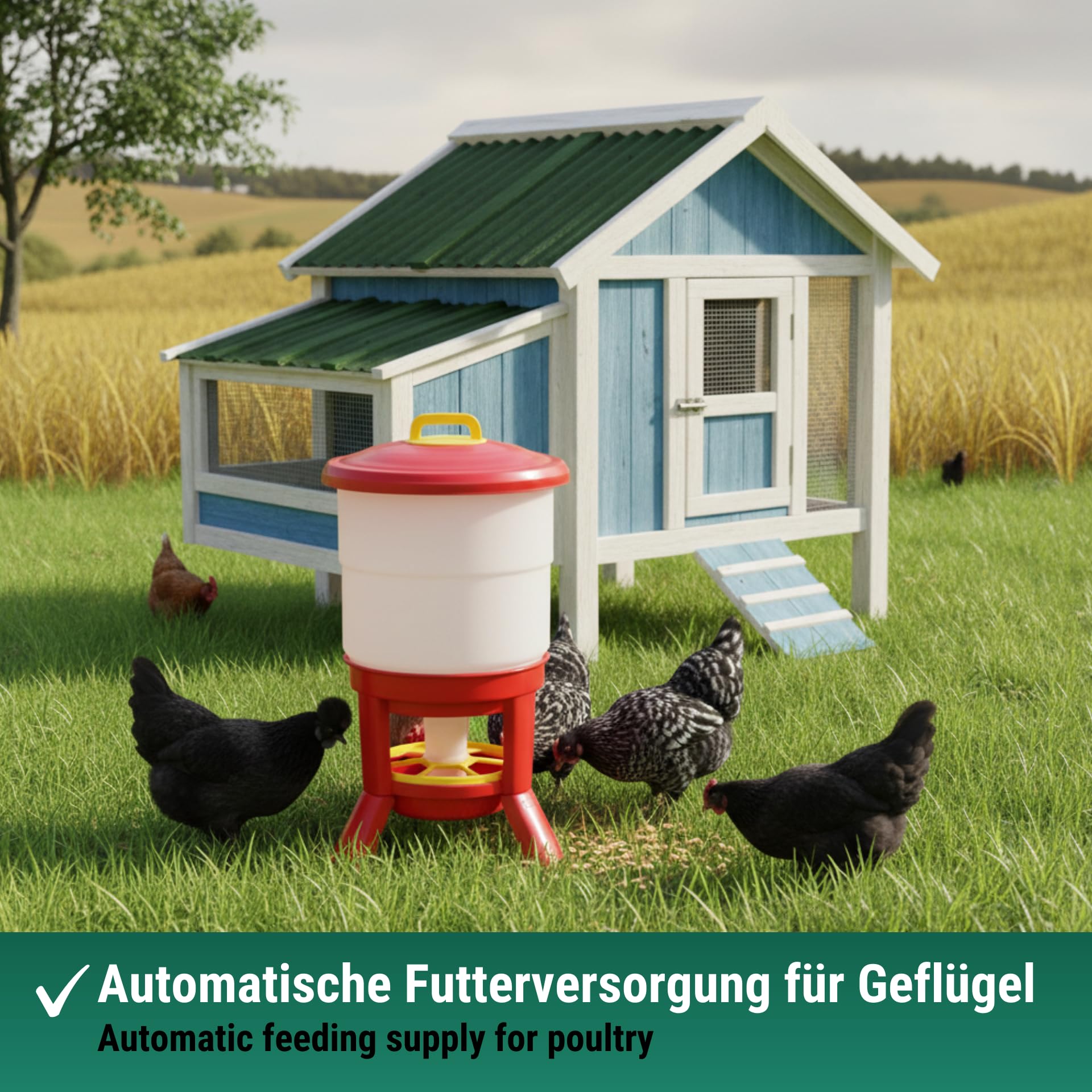 Agrarzone Hühner Futterspender 50 L Metall Futterautomat Geflügel