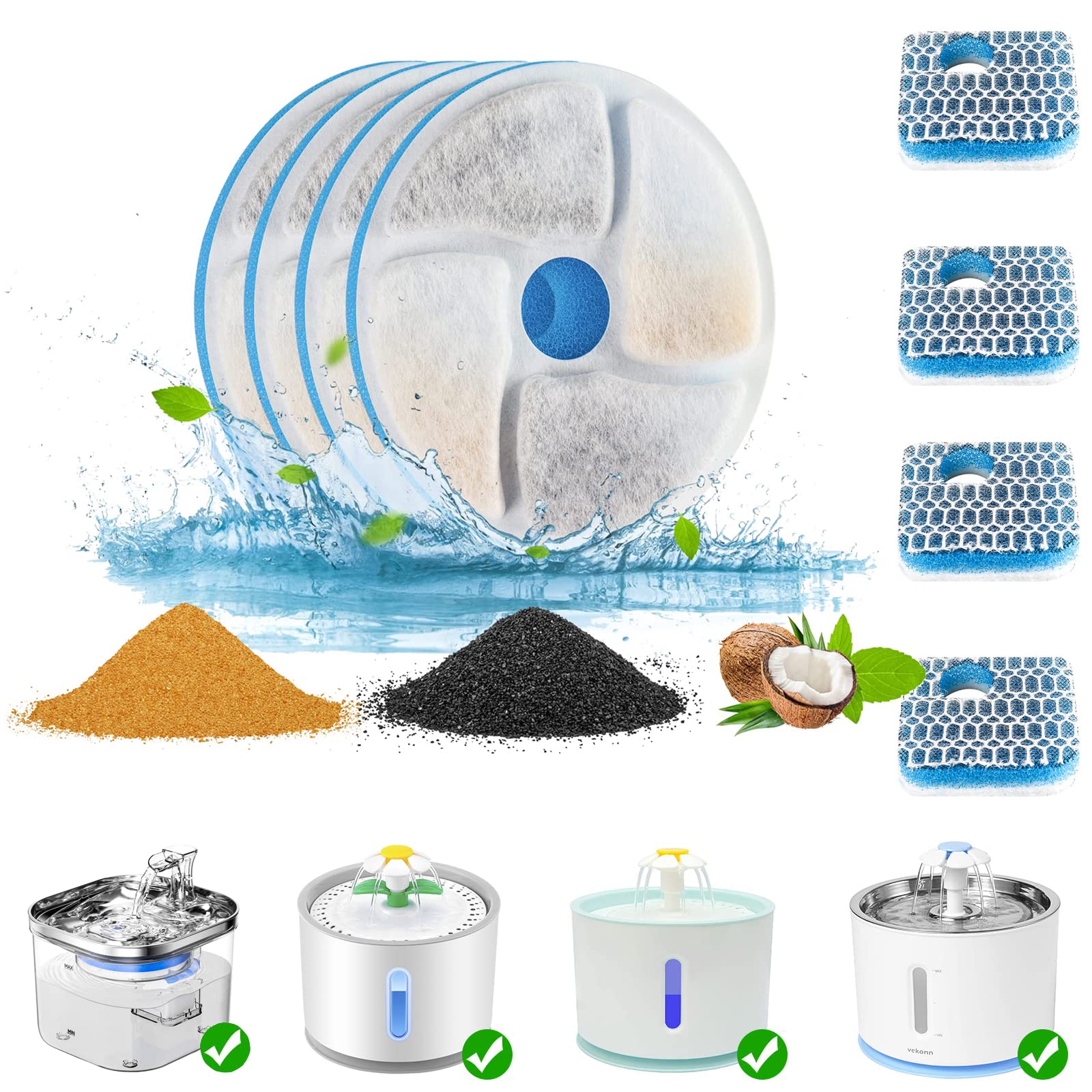MAKINGTEC Cat Water Fountain Filters, 4 Pack Replacement Filters for Automatic Pet Fountain, 4.13inch Filters For Cat Water Fountain (B0BX9GYL15) Amazon Price History, Amazon Price Tracker