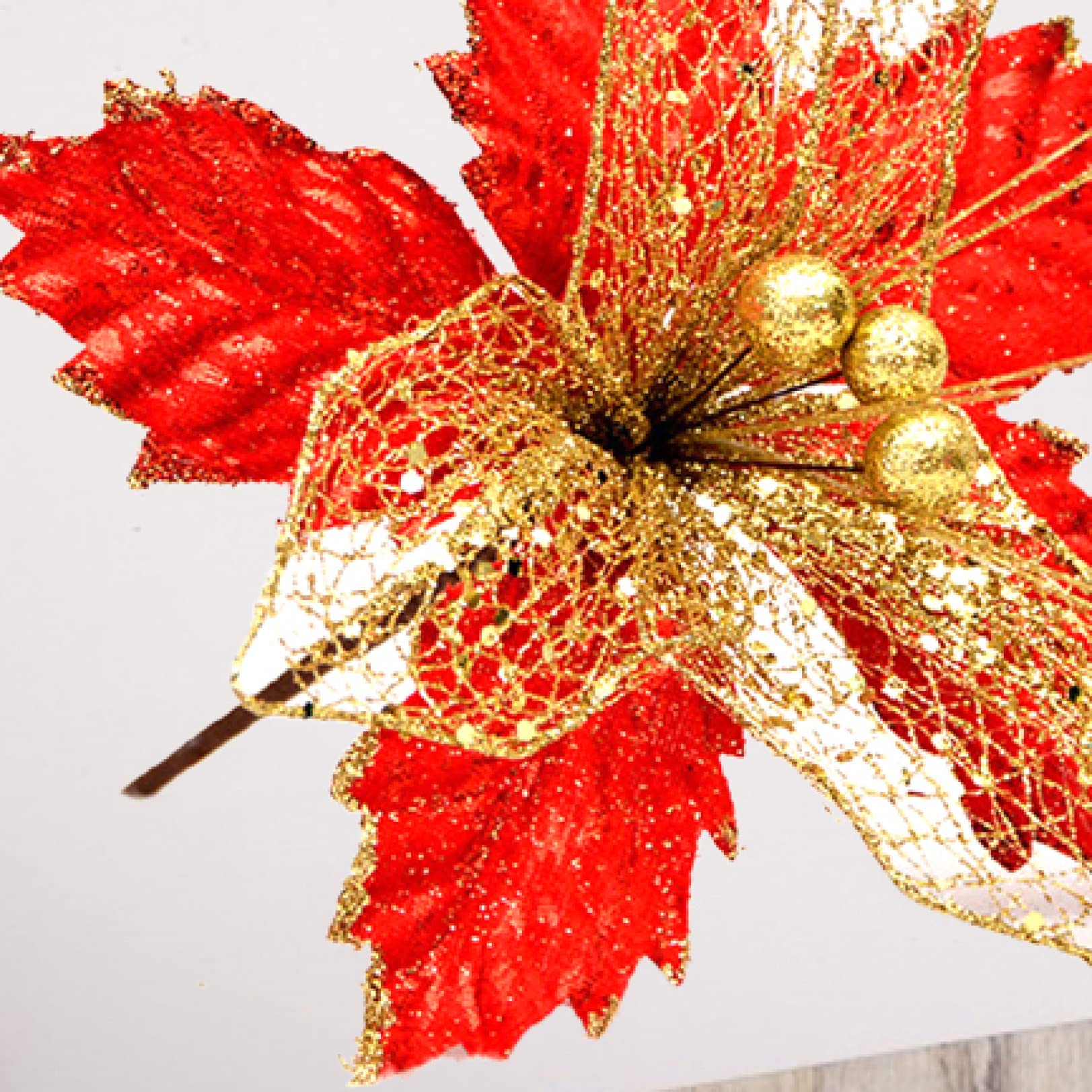 Decorate Artificial Flowers, 5 stücke 22cm Flash Künstliche Blume Baum Dekoration Home Desktop Dekoration Gefälschte Crimson Blume Liefert Geeignet for Partys(Red)
