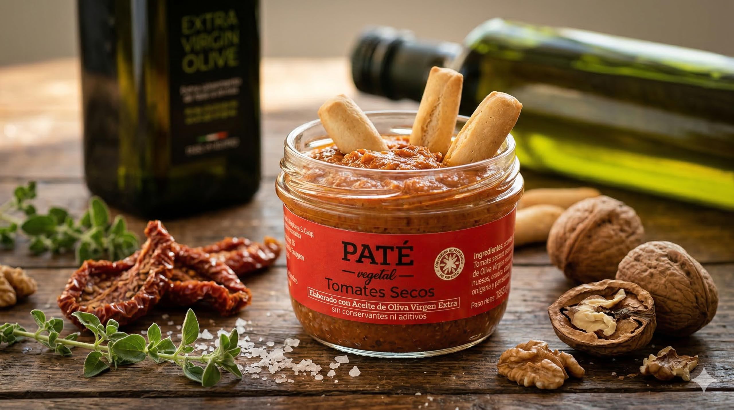 Paté de Tomate Seco (Pack 4 x 115g) - Nuestro mejor Paté de Tomates Secos Artesana par Untar- Aperitivo Gourmet Vegano - Ideal para Tostadas, Pasta y Tapas