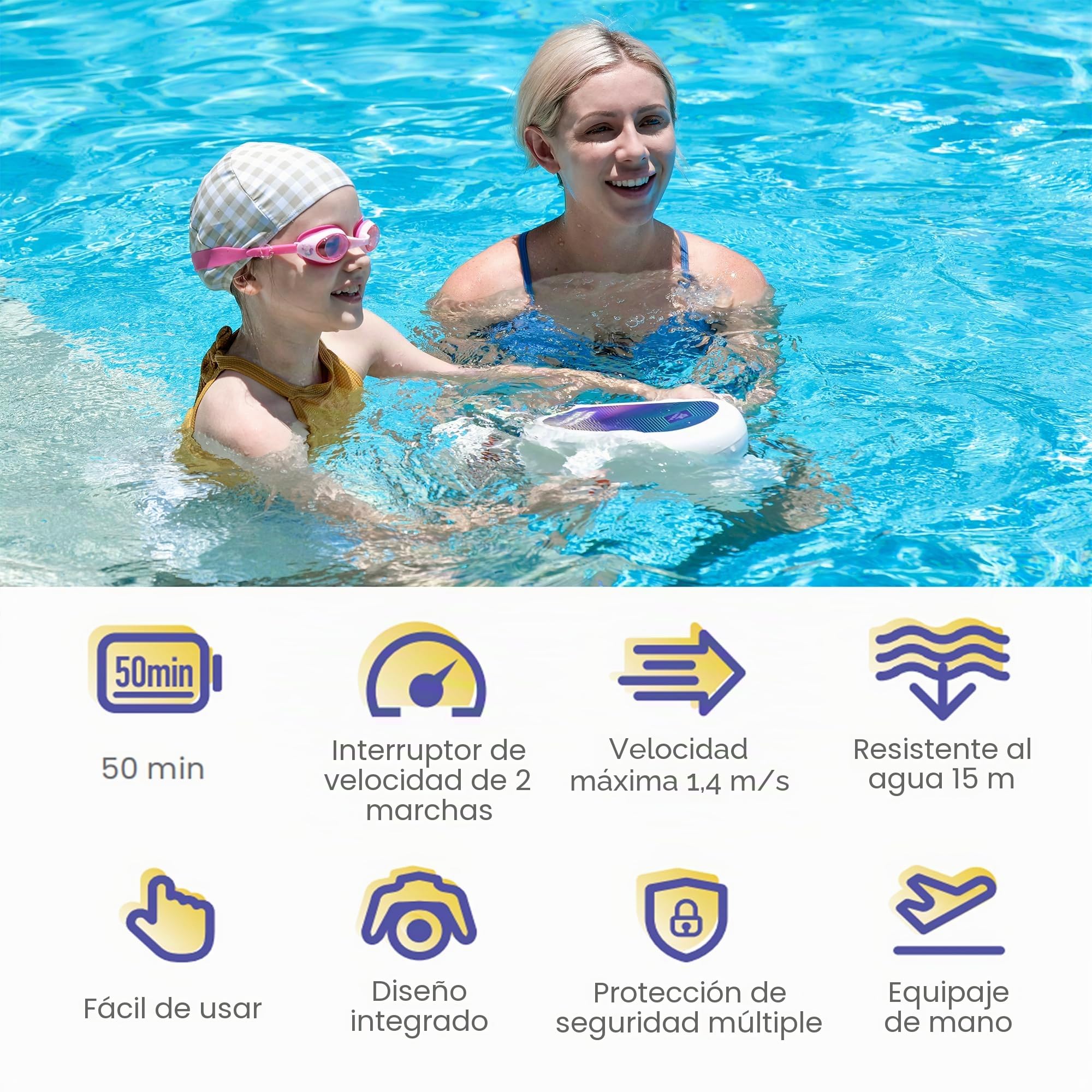 Sublue Hagul - Patinete subacuático de 50 Minutos, 2 Marchas, Interruptor de Velocidad de 50 Minutos, 15 m, Impermeable, para Deportes acuáticos, Piscina para niños (hagul-1)