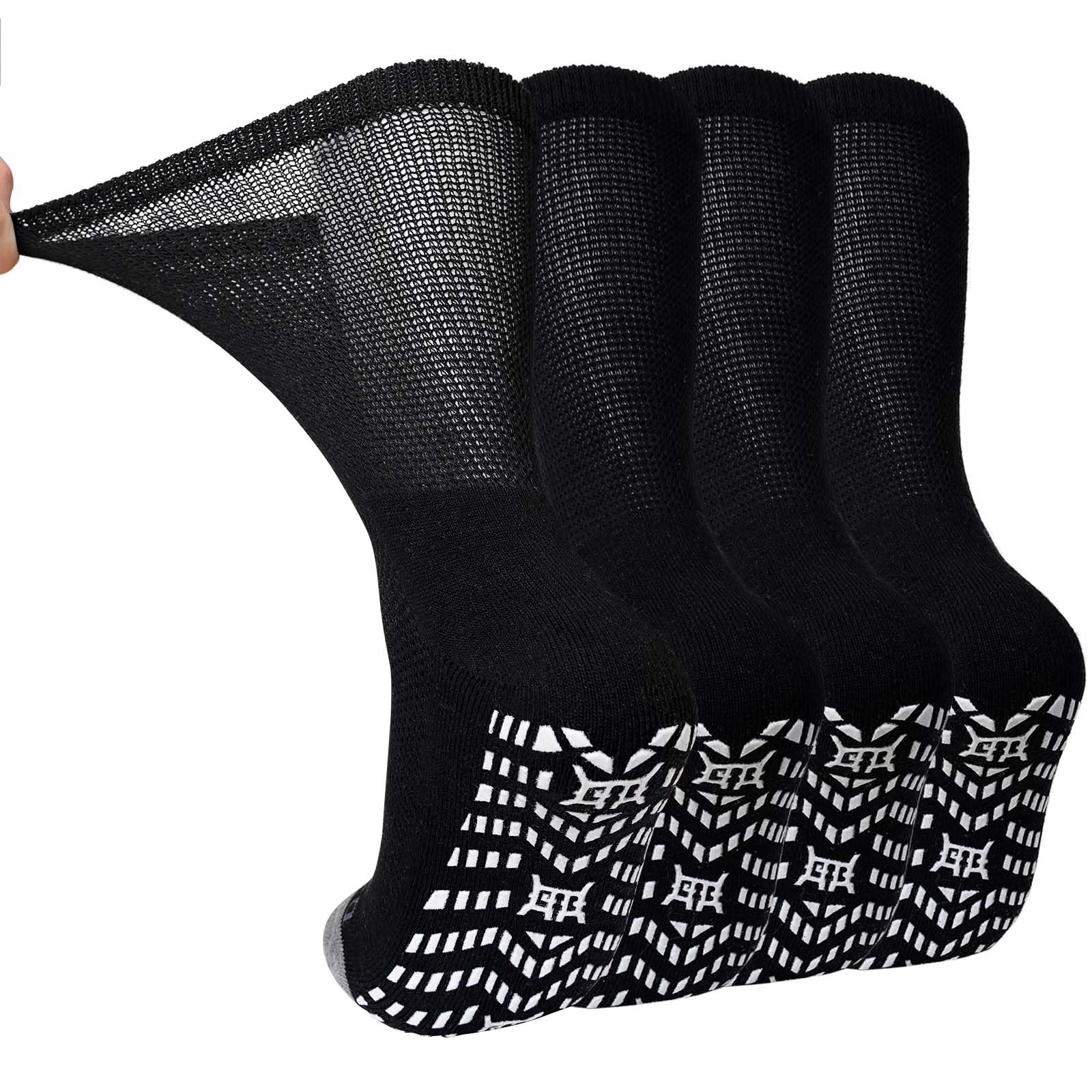 LOFIR Diabetiker Baumwolle Socken Herren: Gesundheitssocken mit Extra Weiter Bund Ohne Gummi Ohne Naht Venenfreundliche Socken mit Bequemer Gepolsterter Sohle Schwarz Weiss Grau 4 Paare Größe 39-46