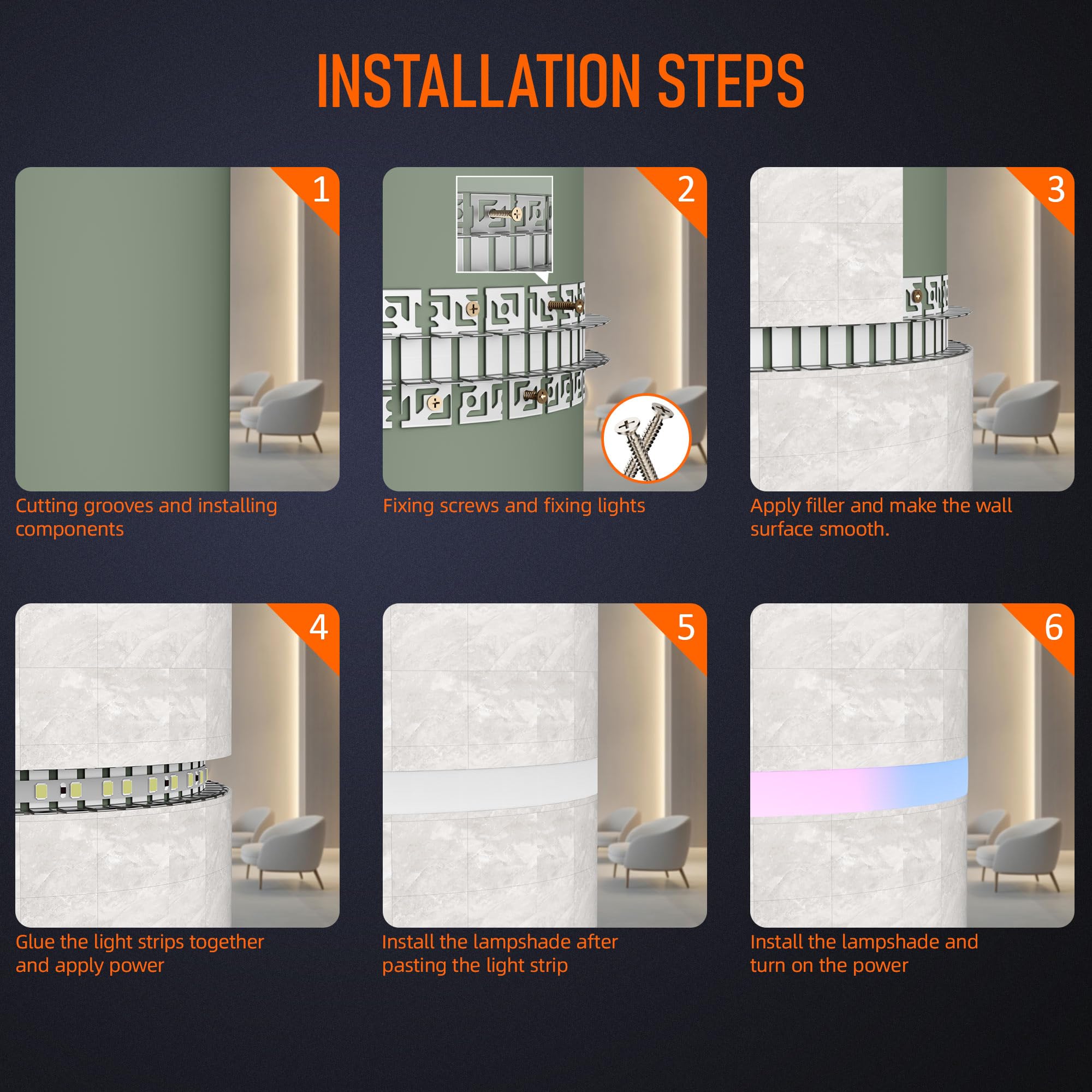 Profil do płytek LED, elastyczny, 2 m × 10 – giętki profil aluminiowy LED, do montażu na sucho, profil podtynkowy 60 x 12,5 mm, do taśm do 15 mm – profil montażowy do sufitu i ściany, krzywizny