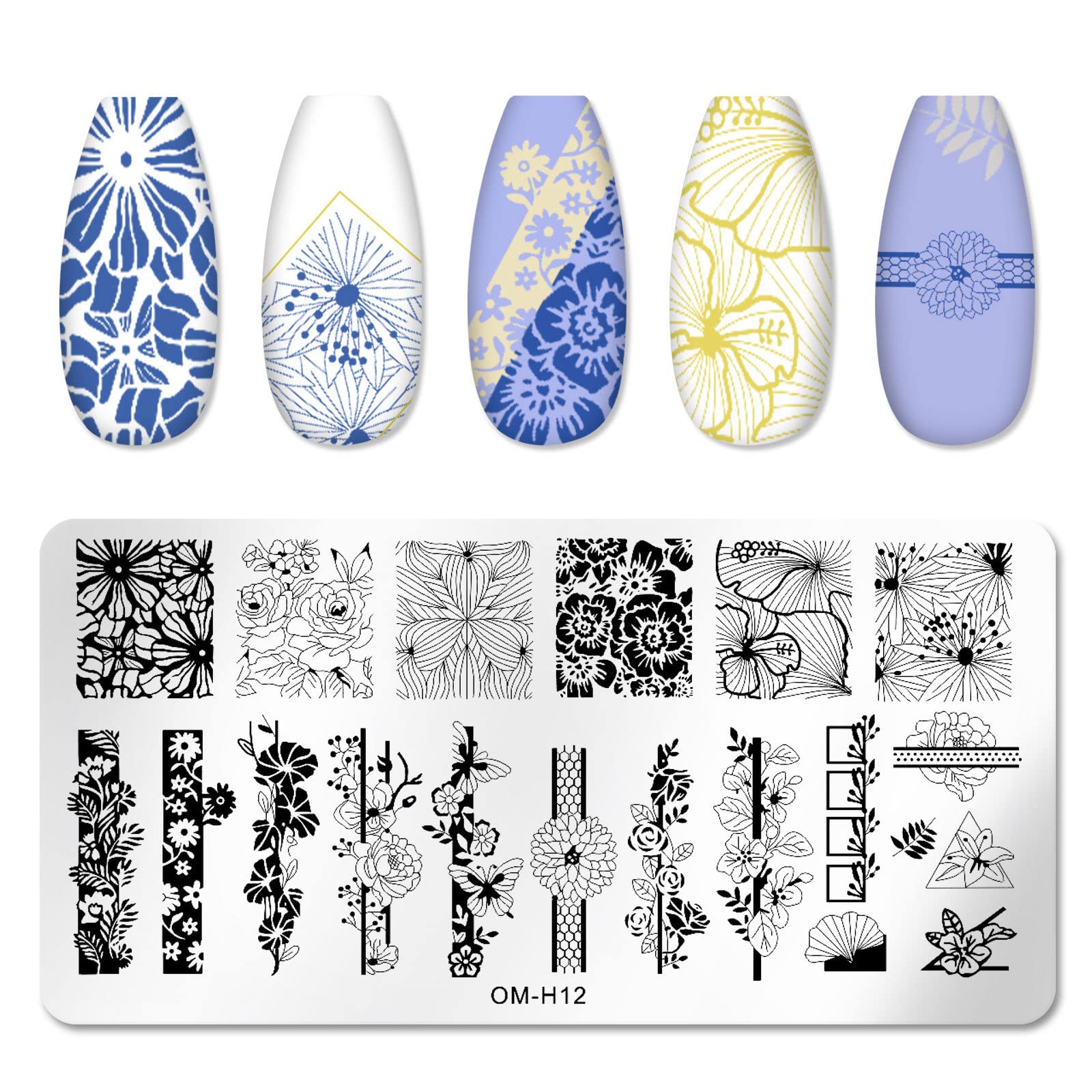 MWOOT 6 Pezzi Stamping Nail Art, Modelli Multipli per Stencil Unghie Nail Art, Unghie Piastre Manicure Nail Piastra, Unghie Timbro Scraper Piatti Templates per Decorazione Unghie