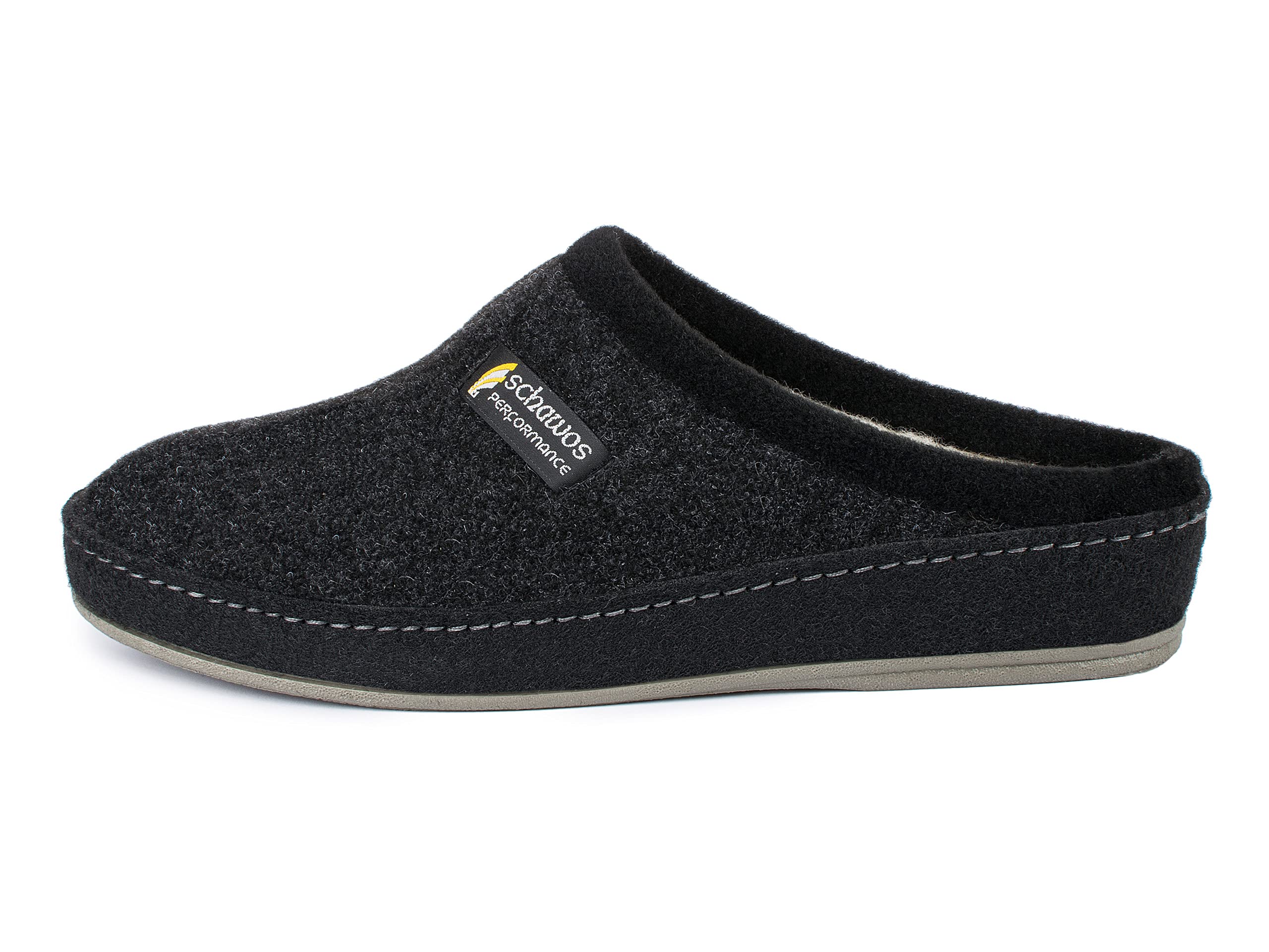 Schawos Zapatillas de estar por casa de fieltro para hombre, de calidad, fabricadas en Alemania, con plantilla anatómica y amortiguación activa del talón