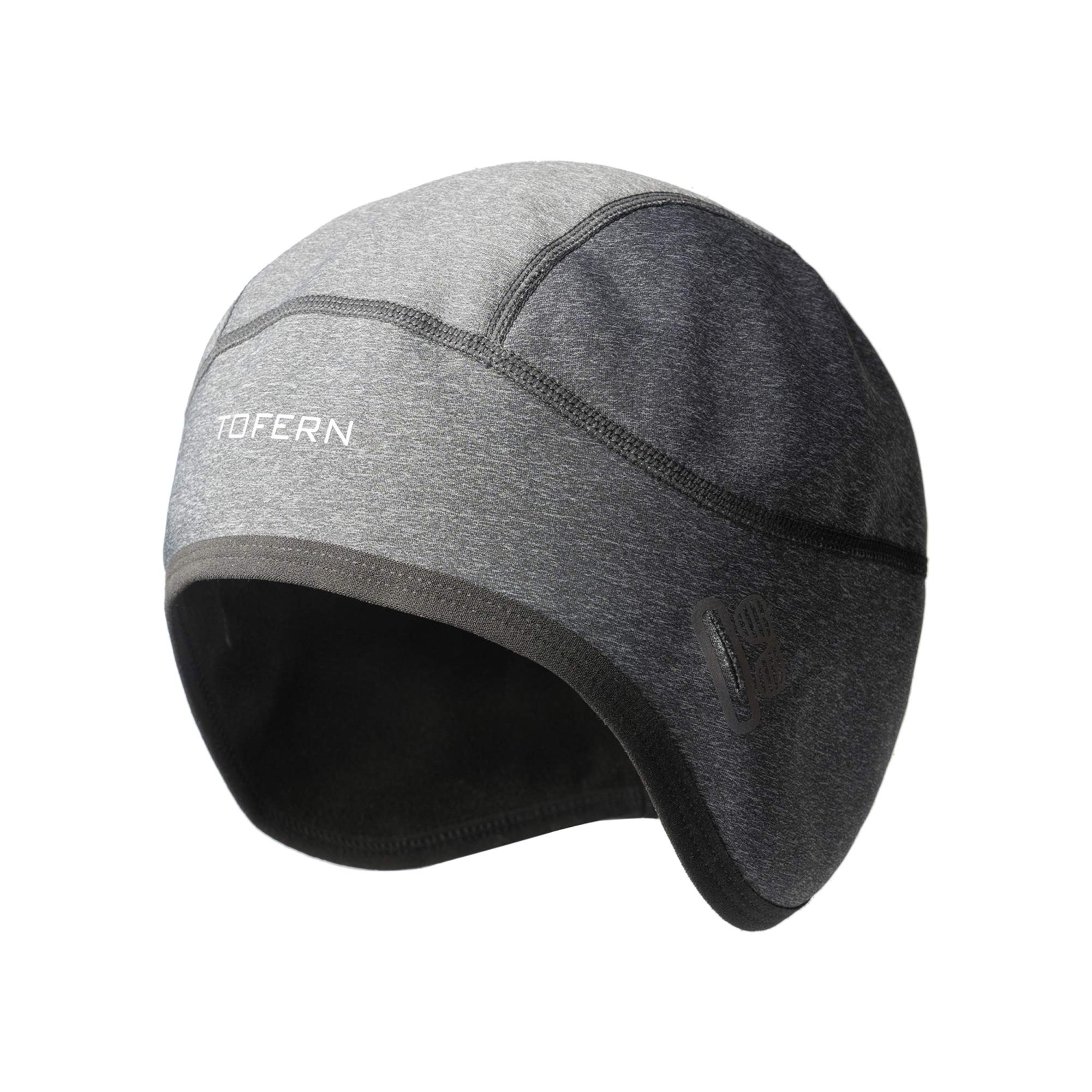 Tofern Cycling Skull Cap Thermal Retention Eyeglass Holes Warm Helmet Liner Breathable Moisture Wicking with Ear Covers for Running Motorcycling Skiing