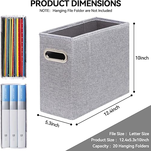 Vista 15 de Paquete de 4 organizadores de archivos tamaño carta, organizador de carpetas de archivos, caja de almacenamiento de tela, organizador de papel Verde