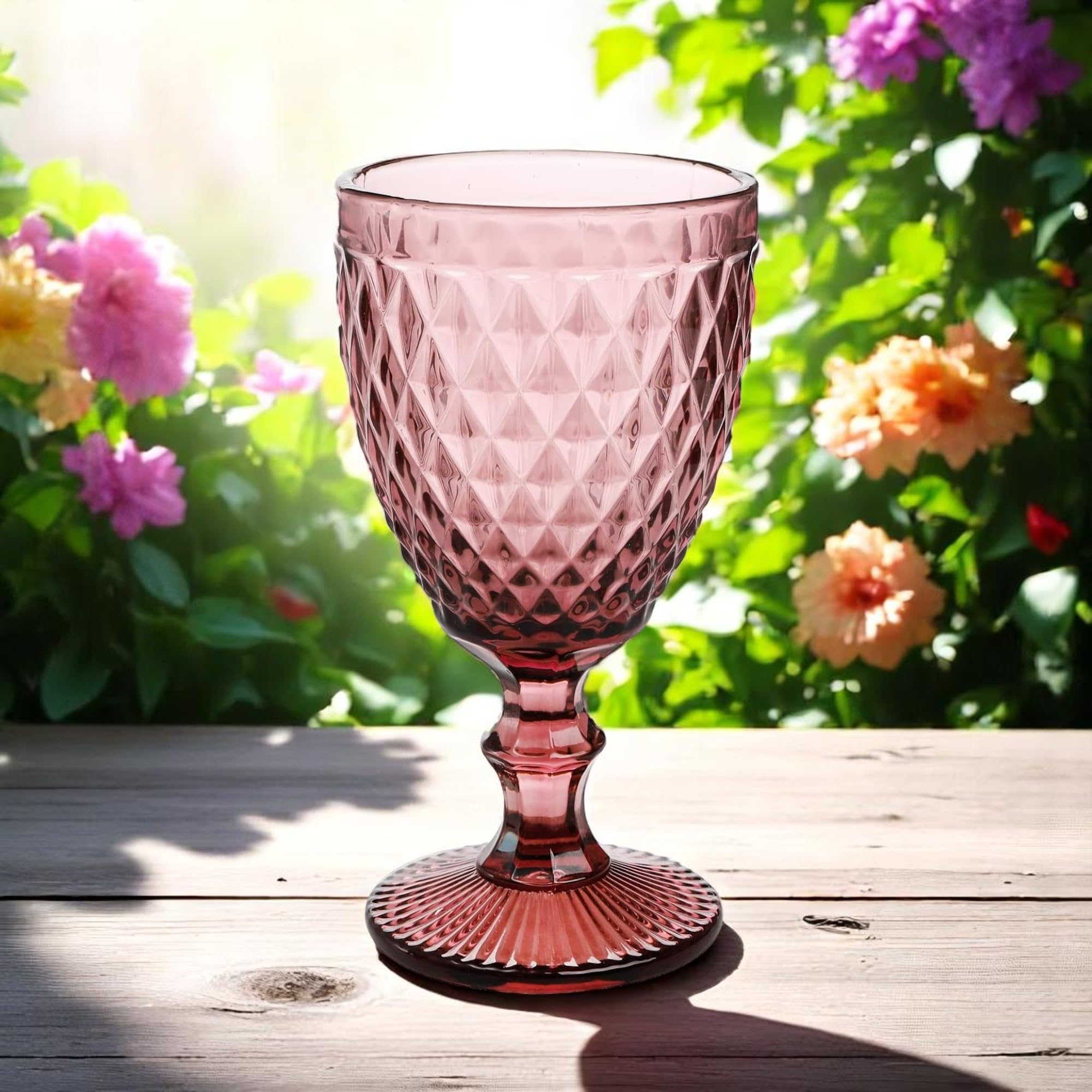 Roi Vintage 6 Pièces Set Filet De Verre À Vin - Verres À Boire Longs - Mauve