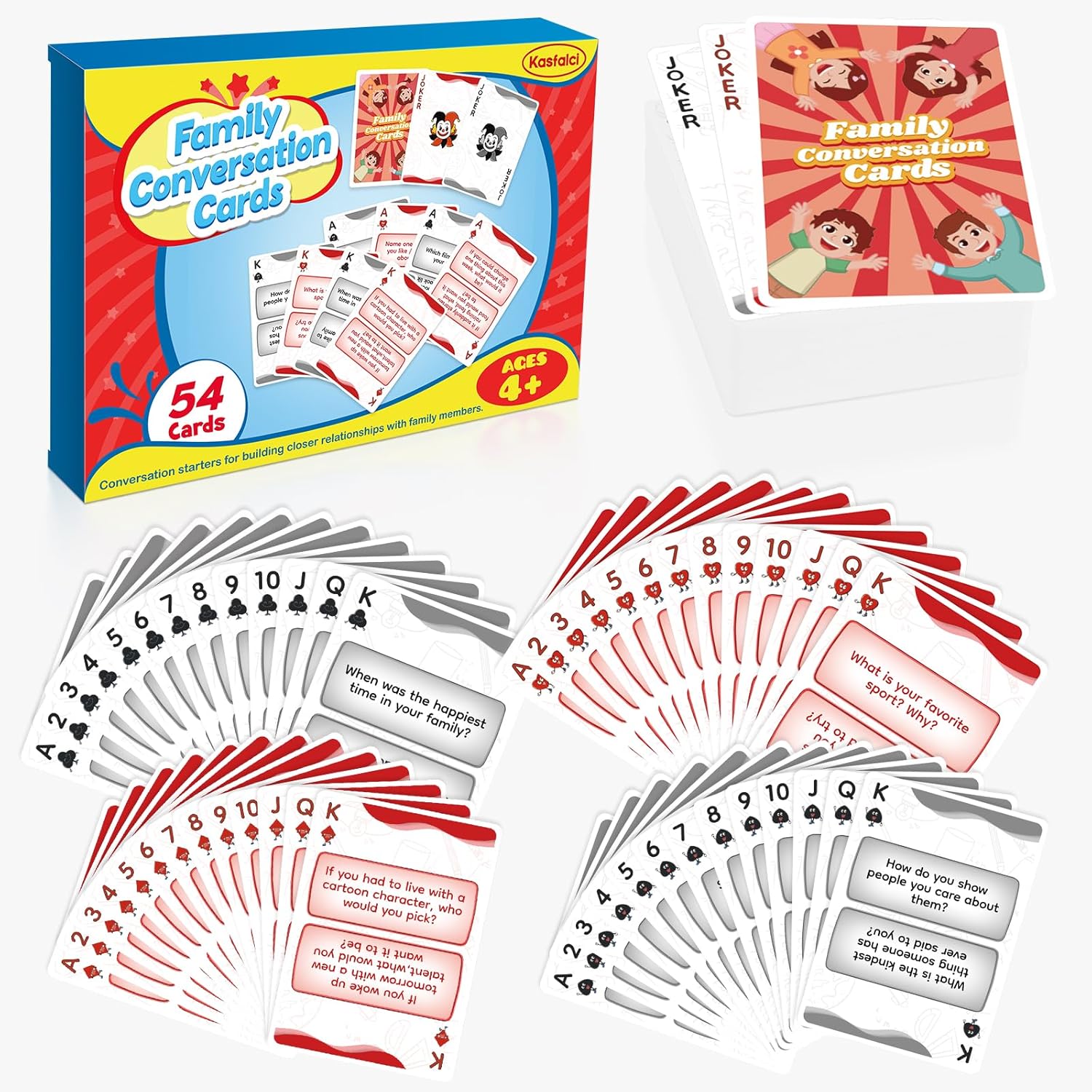 Kasfalci Family Conversation Cards, Conversation Starter Cards, Playing Question