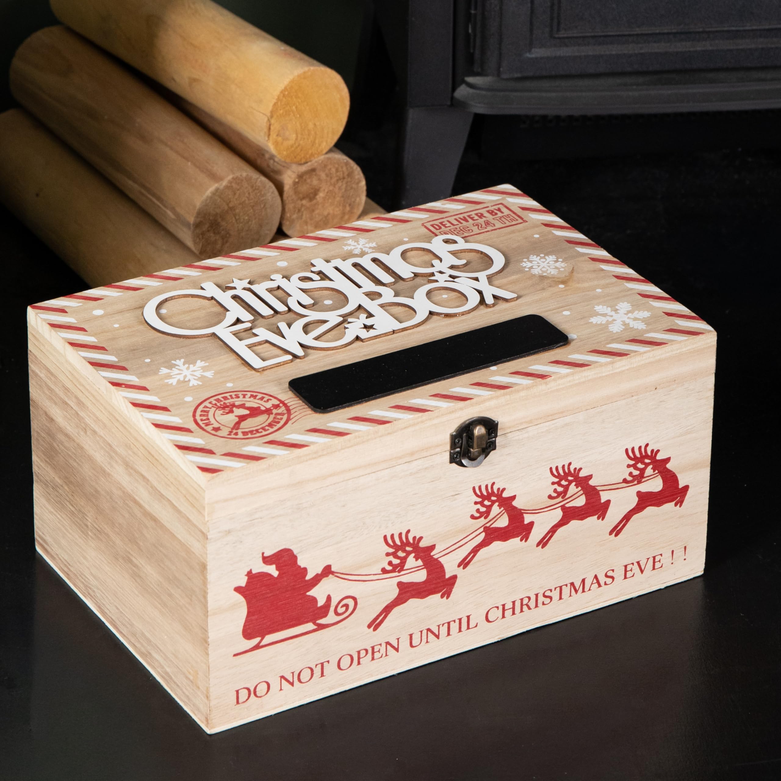 Samuel ALEXANDER 30cm Christmas Eve Wooden Gift Box with Personalisable Name Plate