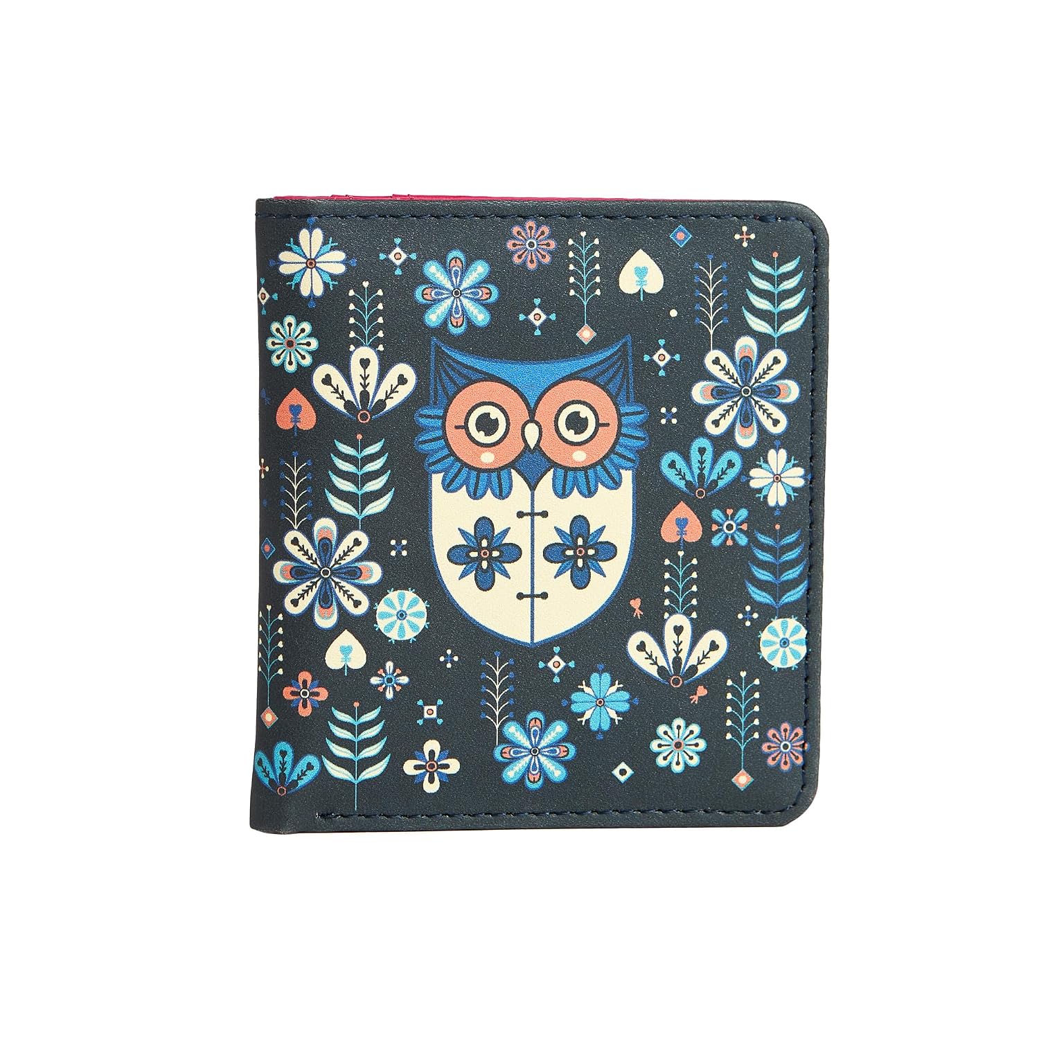 Chumbak Women’s Wallet – Flower Owl Collection, Vegan Leather Rectangle Mini Wallet with Button Lock, Card Slots & ID Wind...