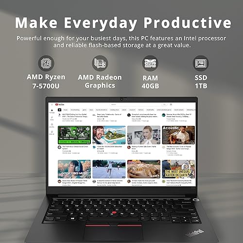 Miniatura 10 de Lenovo ThinkPad E14 Intel Core i5-10210U X4 1.6GHz 8GB 256GB SSD 14" Win10, Negro