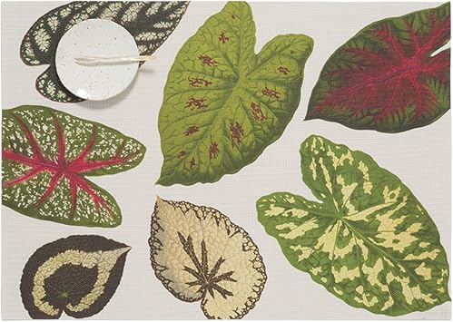Martha by Martha Stewart | Chilewich Scattered Leaf Placemat - Set of 4 - Easy Care Woven Tabletop Textile - Indoor/Outdoor - 18.5" x 13.5" Rectangle
