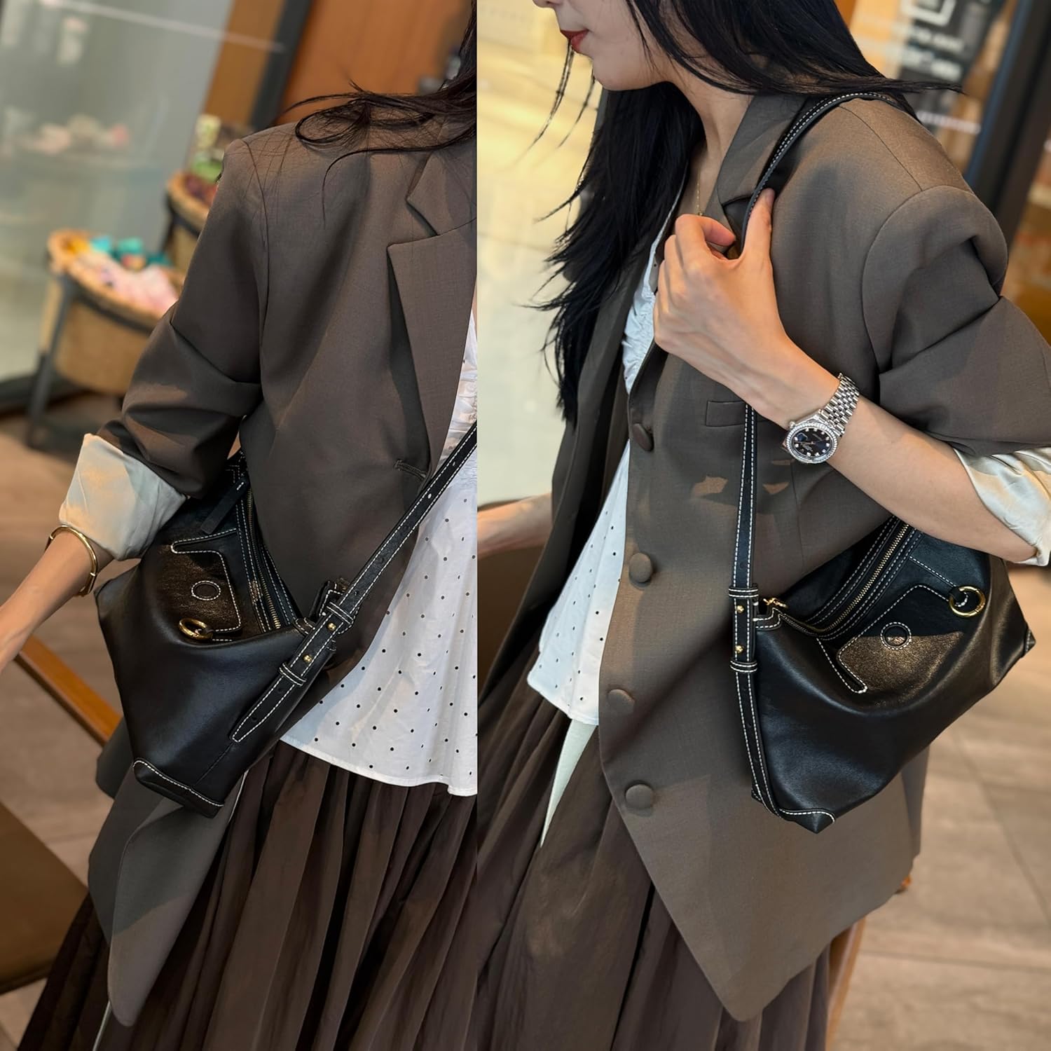 DAILANDO Medium Vintage Leather Shoulder Bag Designer Hobo Purse and Crossbody Handbags for Women - Image 2