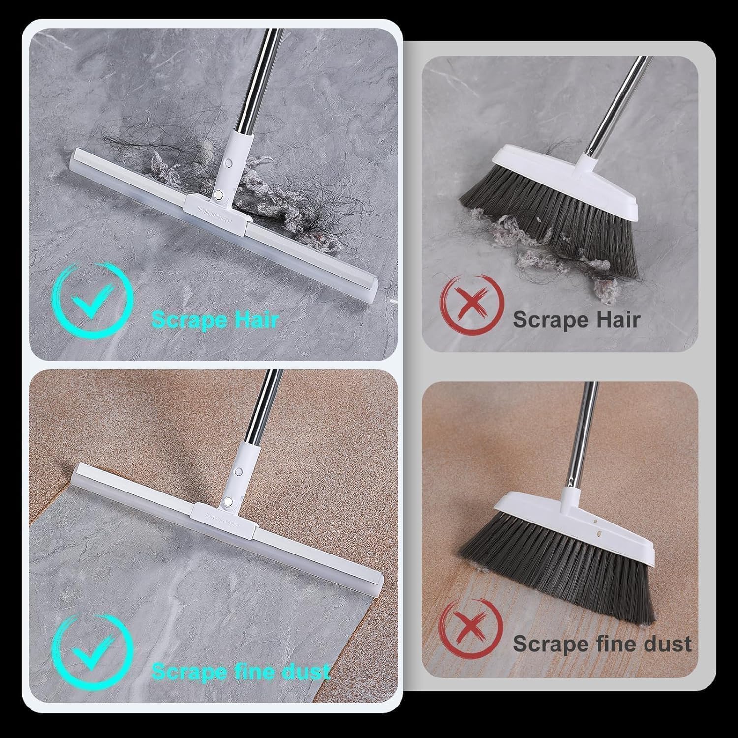 TEKCOOL Aluminum 50-Inch Rotating Floor Squeegee, Heavy Duty Bathroom Wiper with 180-Degree Swivel Head,Multifunctional Magic Broom Floor Squeegee with Long Handle Adjustable (Green). - Image 8 thumbnail