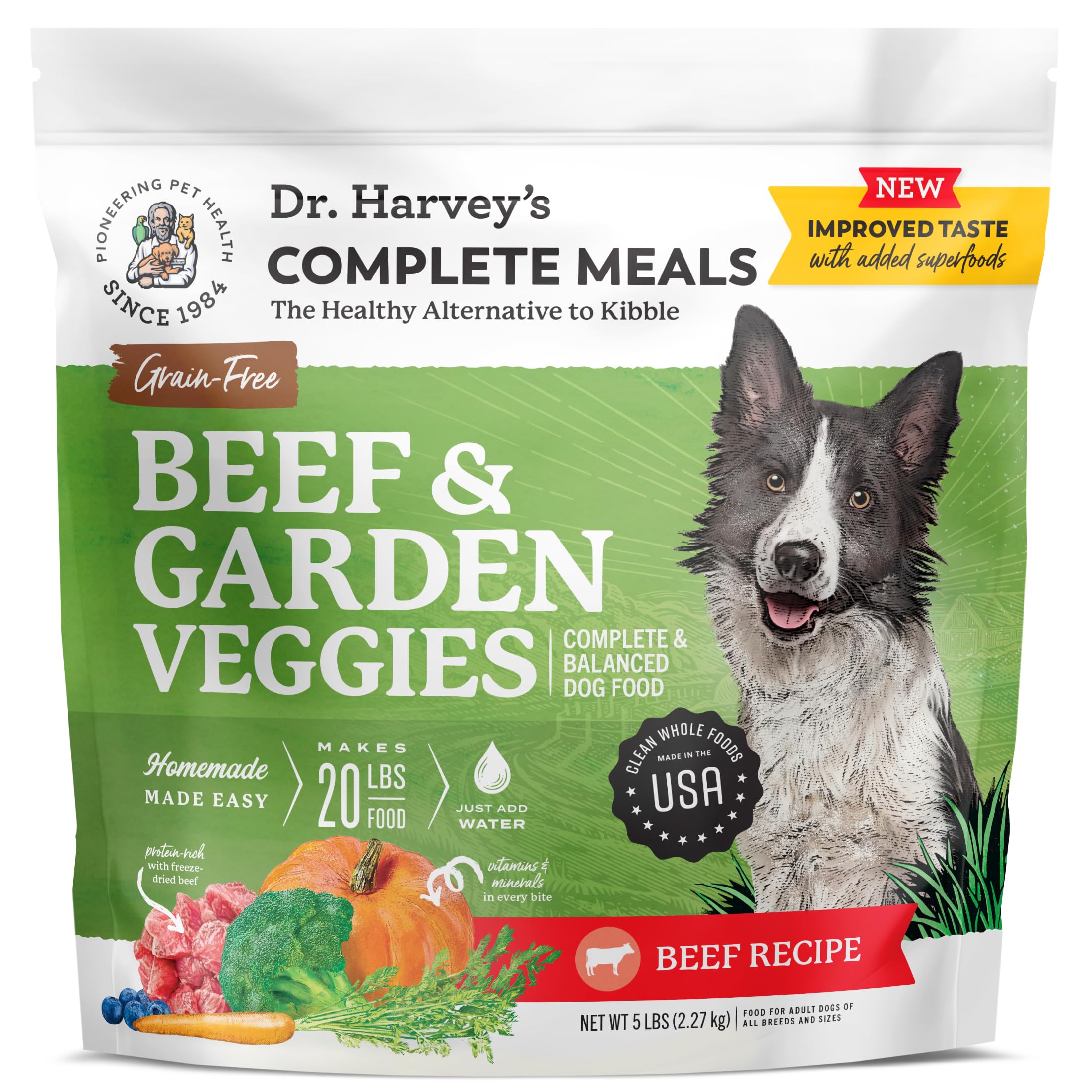 Dr. Harvey's Beef & Garden Veggies Dog Food, Grain-Free Dehydrated Food