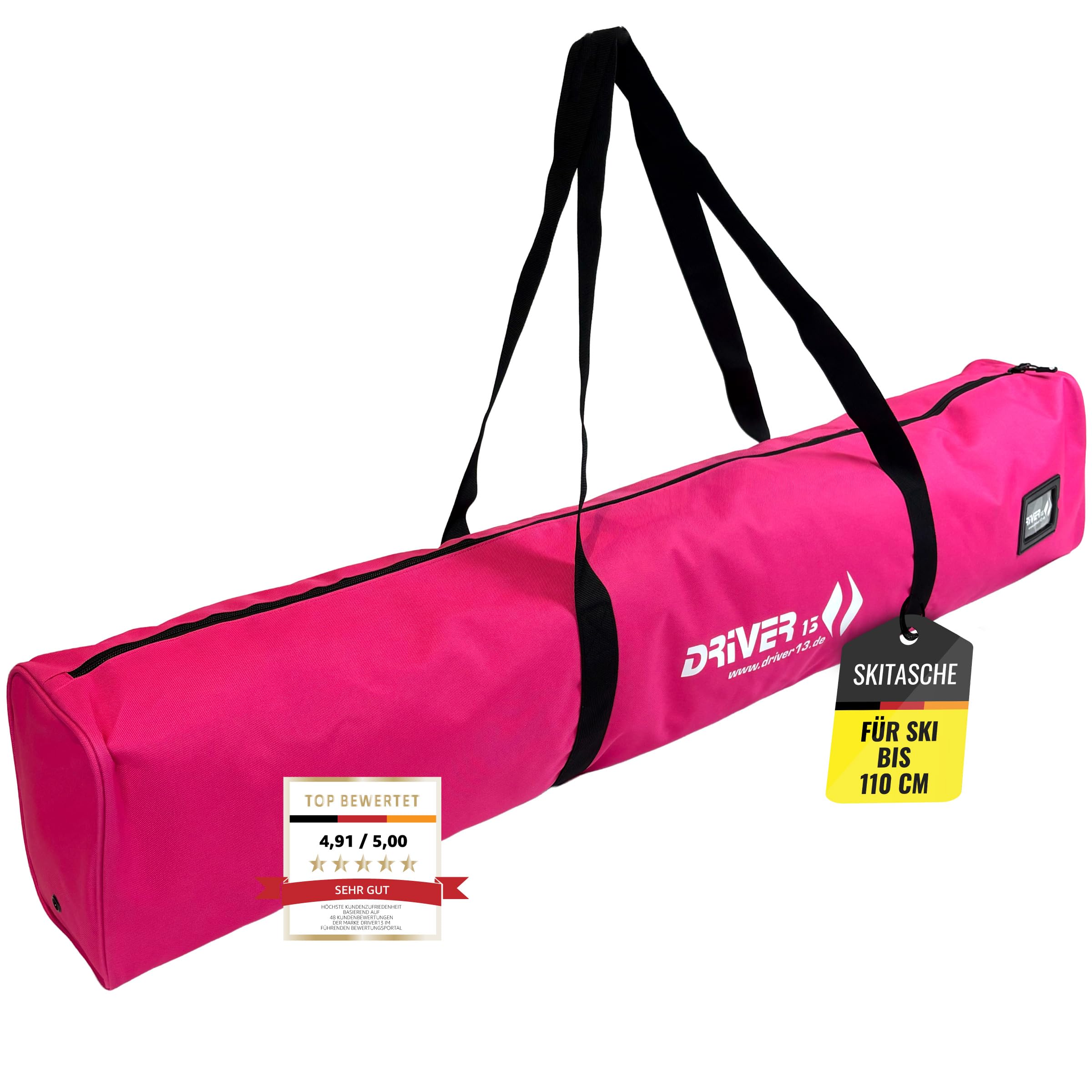Driver13 Kids ski Bag 120 cm, Kids ski Bag for skis and Poles, Transport and Storage, Pink