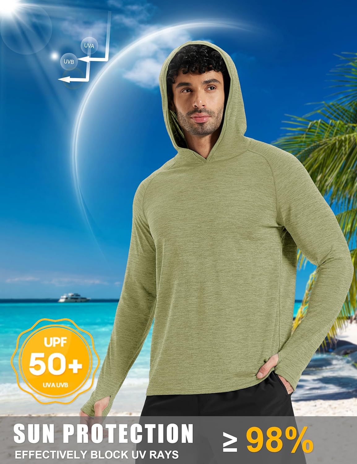 MAGCOMSEN Mens Sun Hoodie Long Sleeve Fishing Shirt Lightweight UPF 50+ Dry Fit Rash Guard for Swimming Workout Athletic - Image 3