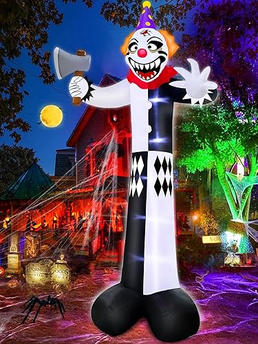 Miniatura 6 de TURNMEON Decoraciones inflables gigantes de Halloween de 12 pies para exteriores, hacha de payaso aterradora, luces LED integradas, inflables de