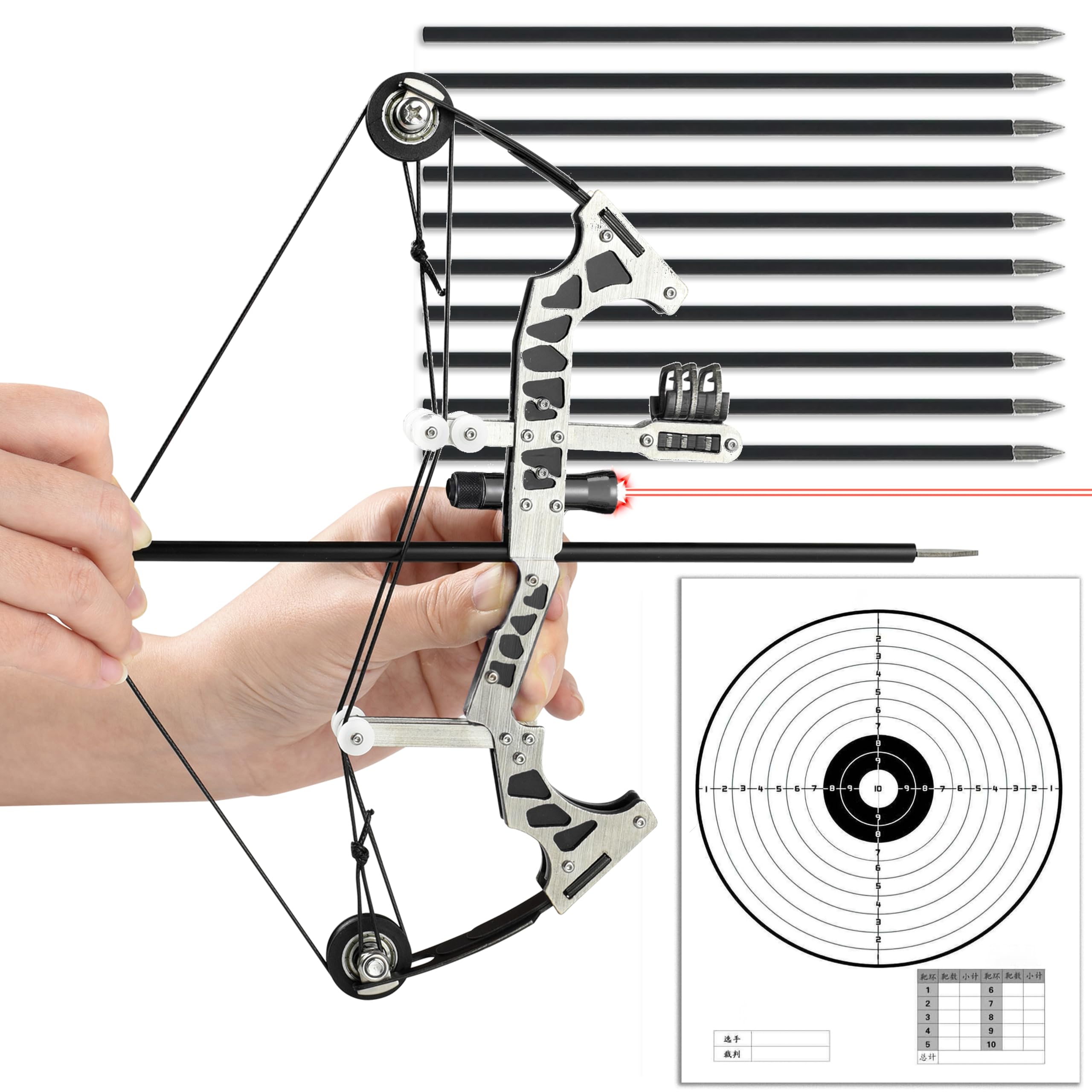 Archery Bow Set Left and Right Hand Compound Bow Hunting Bow Metal Material Catapult RH/LH for Practice Archery
