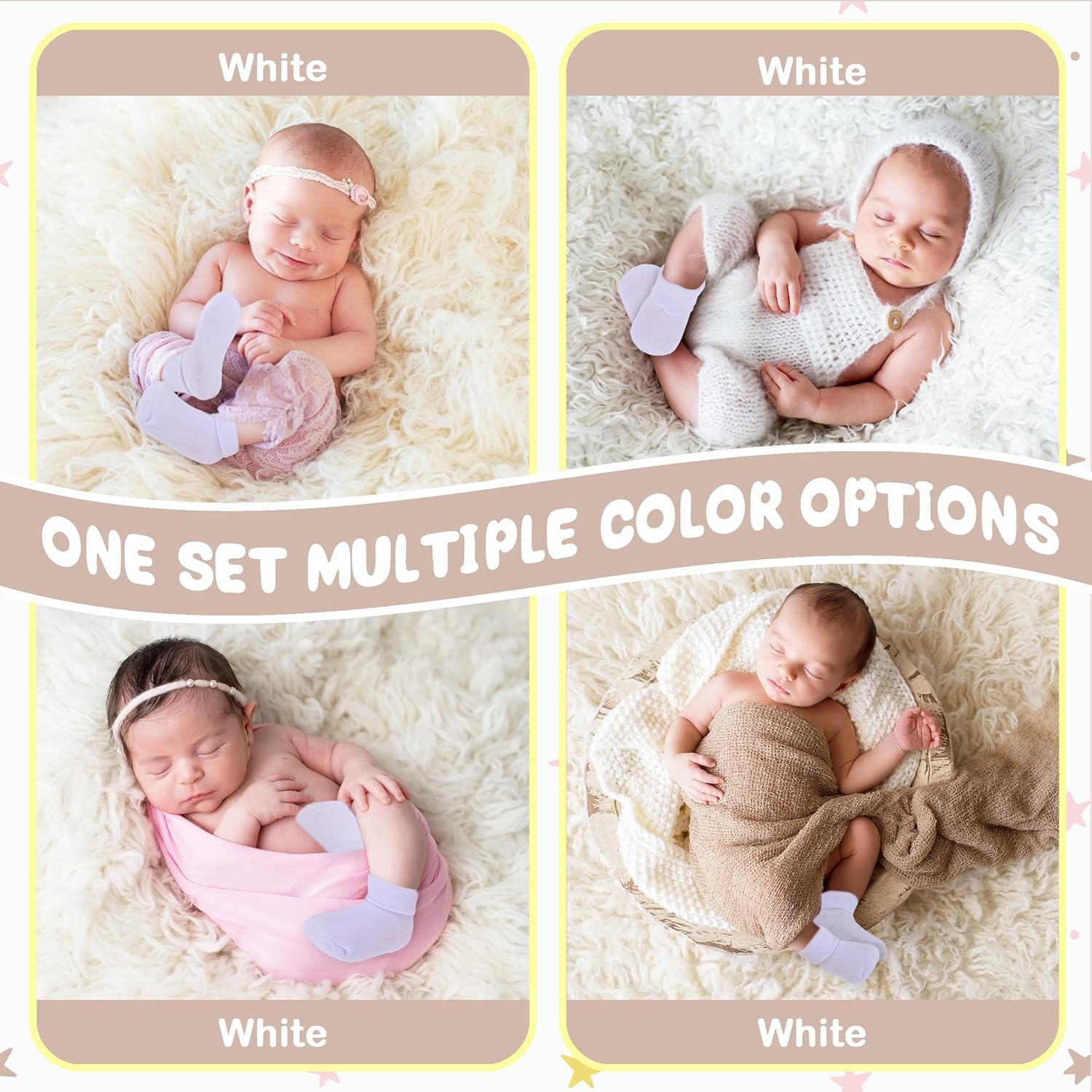 8 Pairs Newborn Socks Thick Cotton Terry Turn Cuff Baby Socks 0-6 Months Cute Gifts for Preemie Infant Girl Boy - Image 4