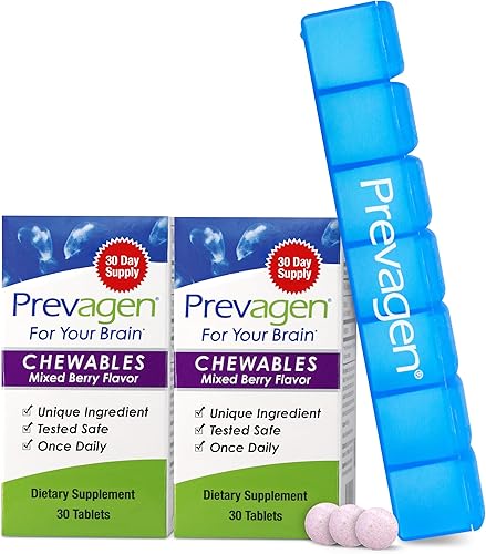 Miniatura 1 de Prevagen Mejora la memoria fuerza regular 10 mg 30 masticables bayas mixtas paquete de 2 unidades con apoequorina y vitamina D y prevagen 7 días