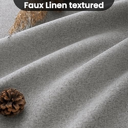 Miniatura 6 de COSVIYA Juego de 2 paneles de cortinas y cortinas 100% opacas de lino gris paloma de 84 pulgadas de largo, para oscurecer la habitación, con ojales,