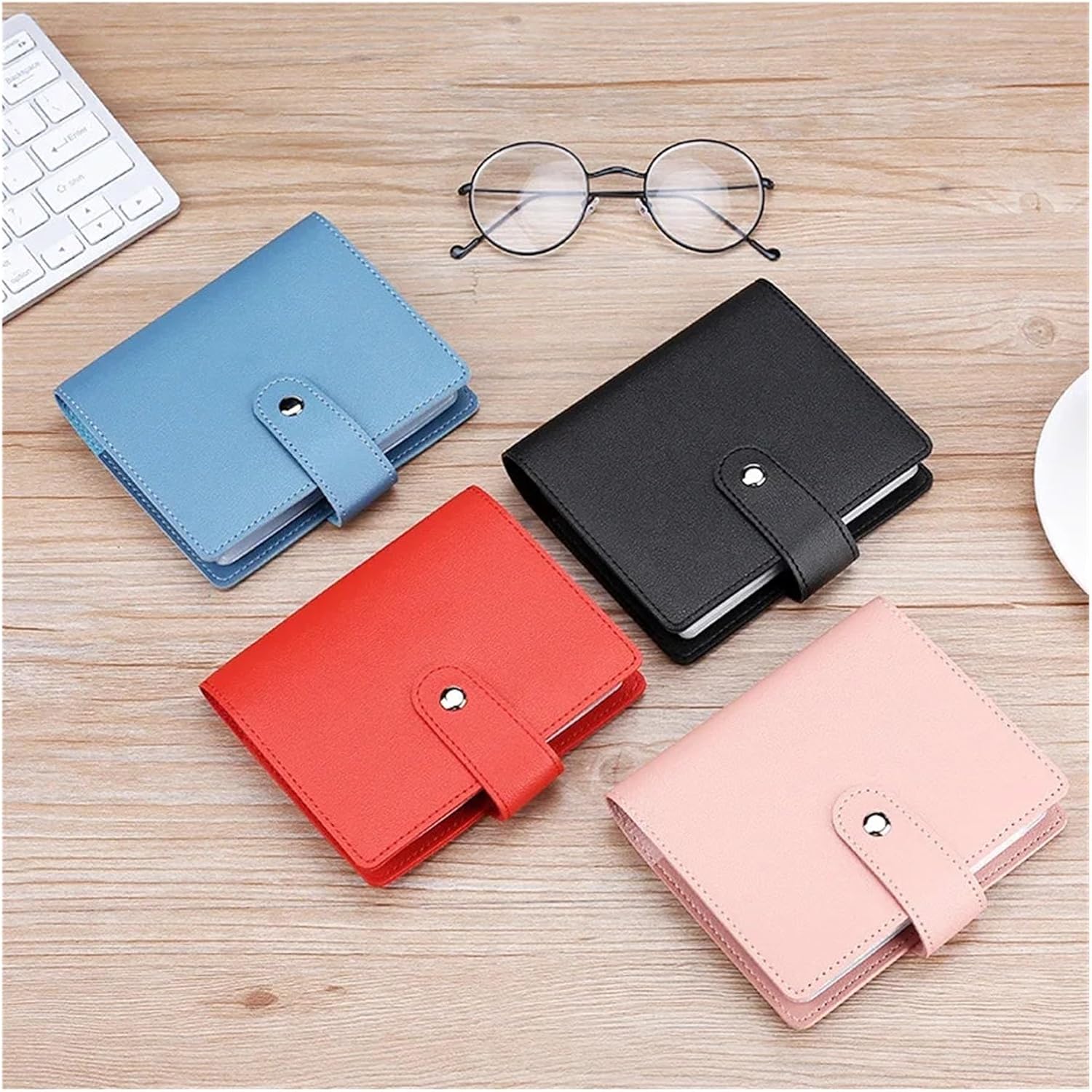 Leather Large Capacity Women's Men's ID Credit Card Case Holder Wallet Organizer Gift Business Card ID Holder Wallet 64 Slots(Red)