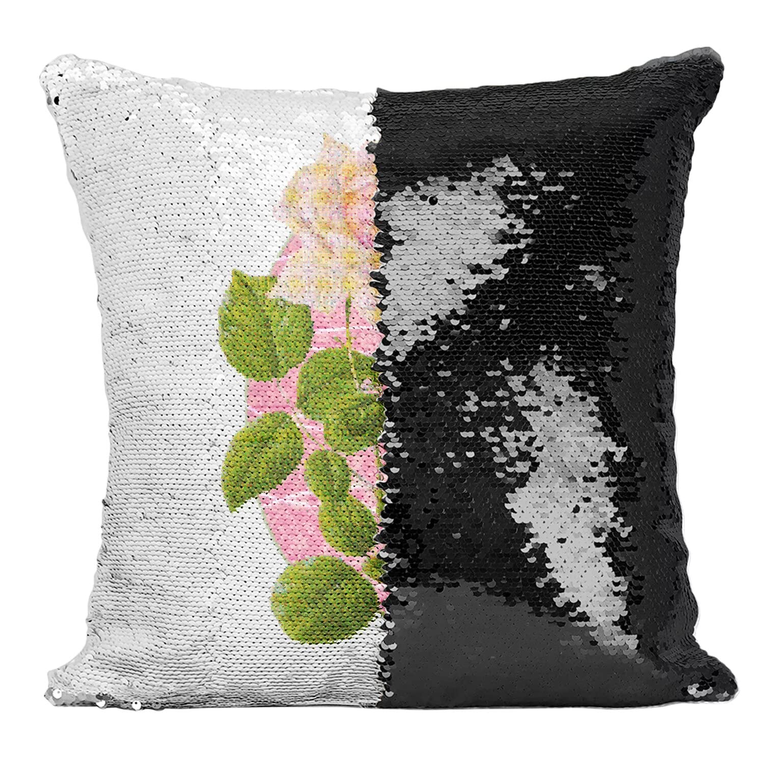 Coussin paillettes noir et roses pour un salon tendance style streetwear
