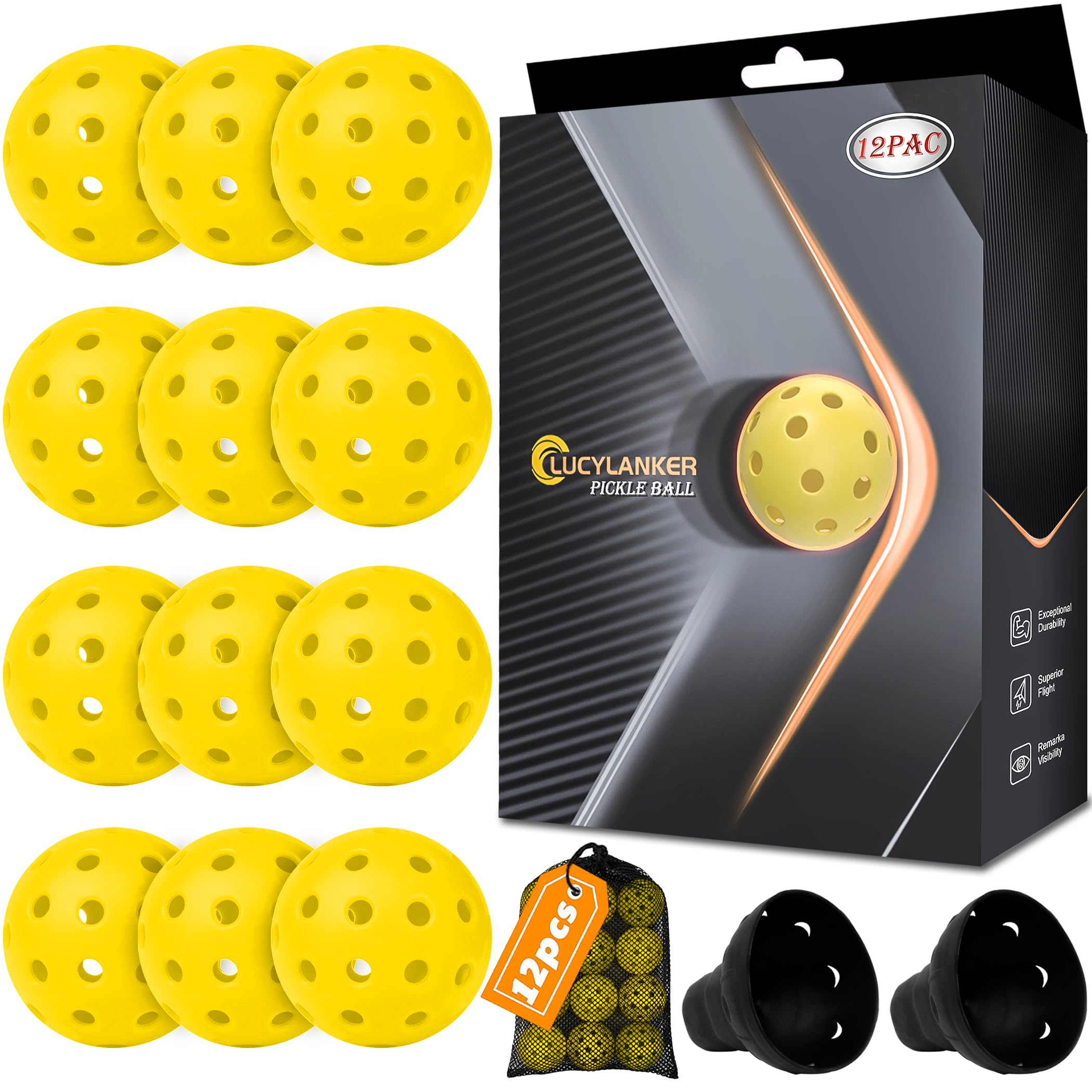 Balles de Pickleball D'extérieur, 40 Trous pour Le Sport en Plein Air, à Rebond Élevé et Durables pour Tous Les Styles de Raquette