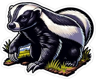Honey Badger Sticker 4 Inch Mellivora capensis Badass Animal - Waterproof Animal Vinyl Decal for Laptop Water Bottle Car Tumbler - Durable Aesthetic Long-Lasting Stickers for Adults ID44990
