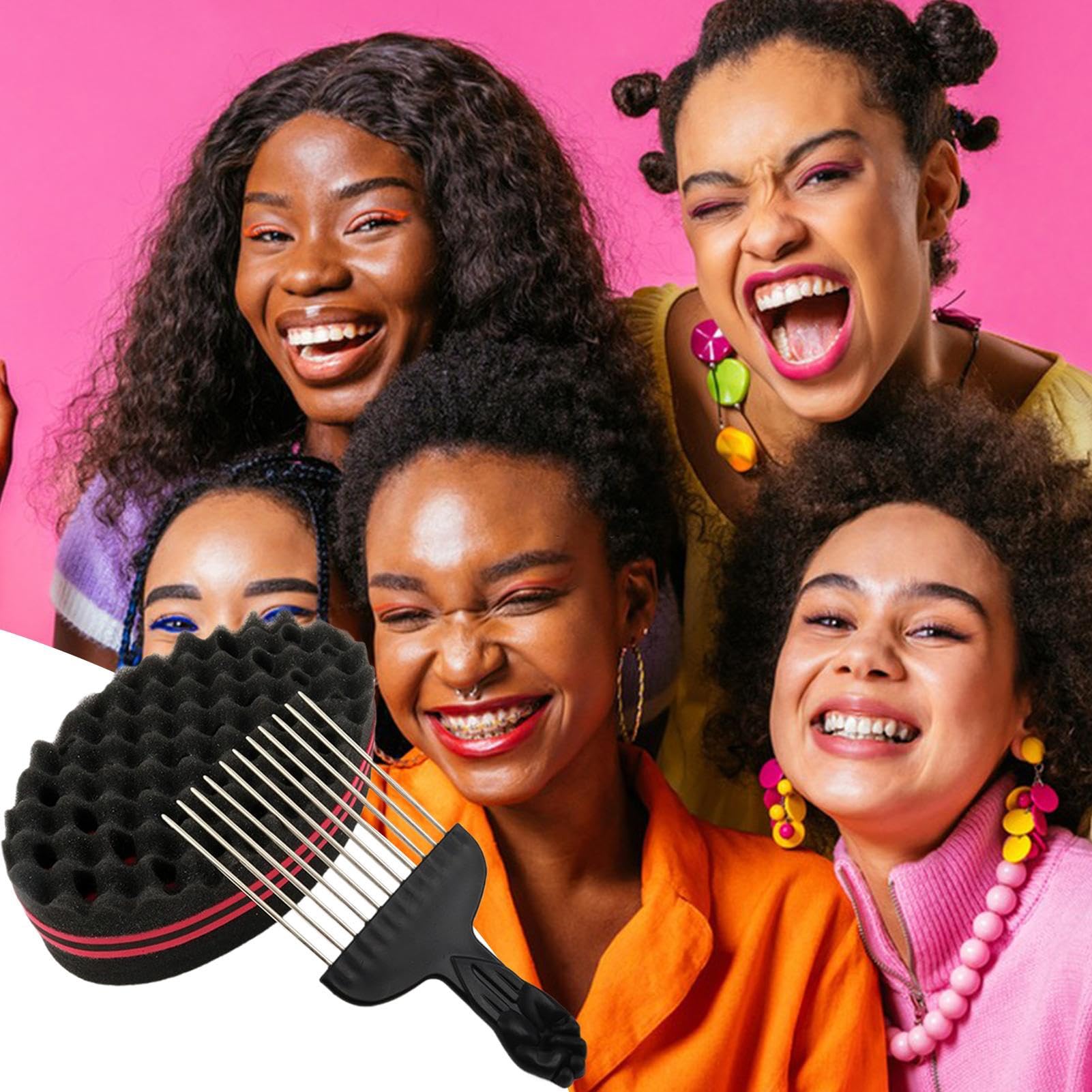 Amazon | ヘアツイストスポンジ - アフロブラシ,ボリュームアップ