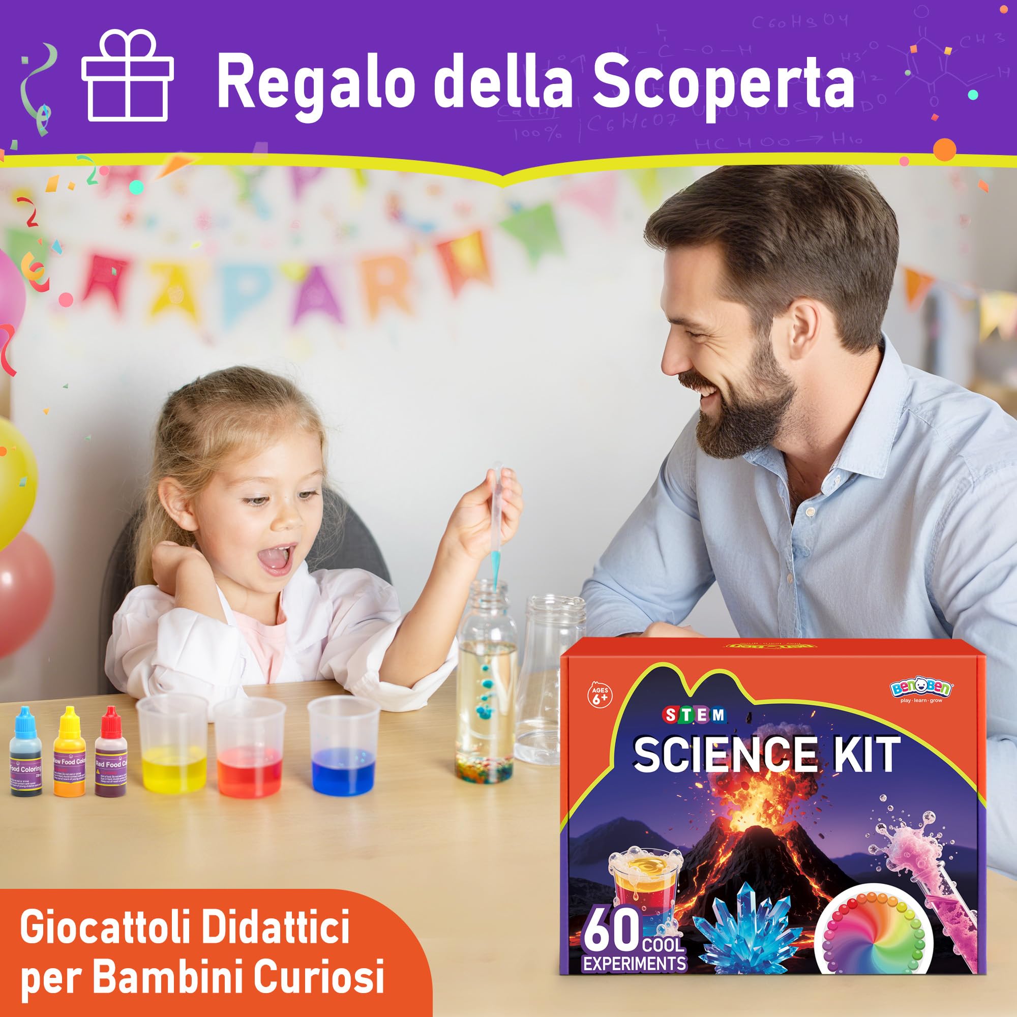 BenBen Esperimenti per Bambini dai 6 Anni in su, Esperimenti Scientifici per Bambini, Set Completo, Regalo Giocattolo per Ragazzi e Ragazze