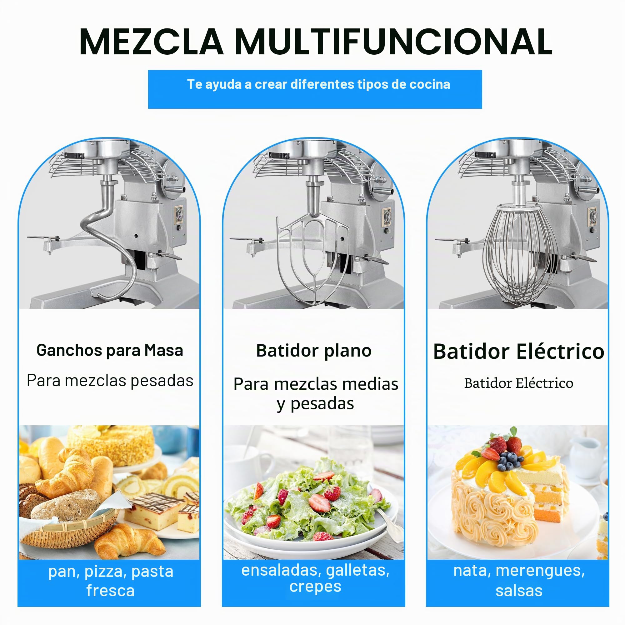 LEEVOT Amasadora planetaria comercial (1, Versión de temporizador 20L)